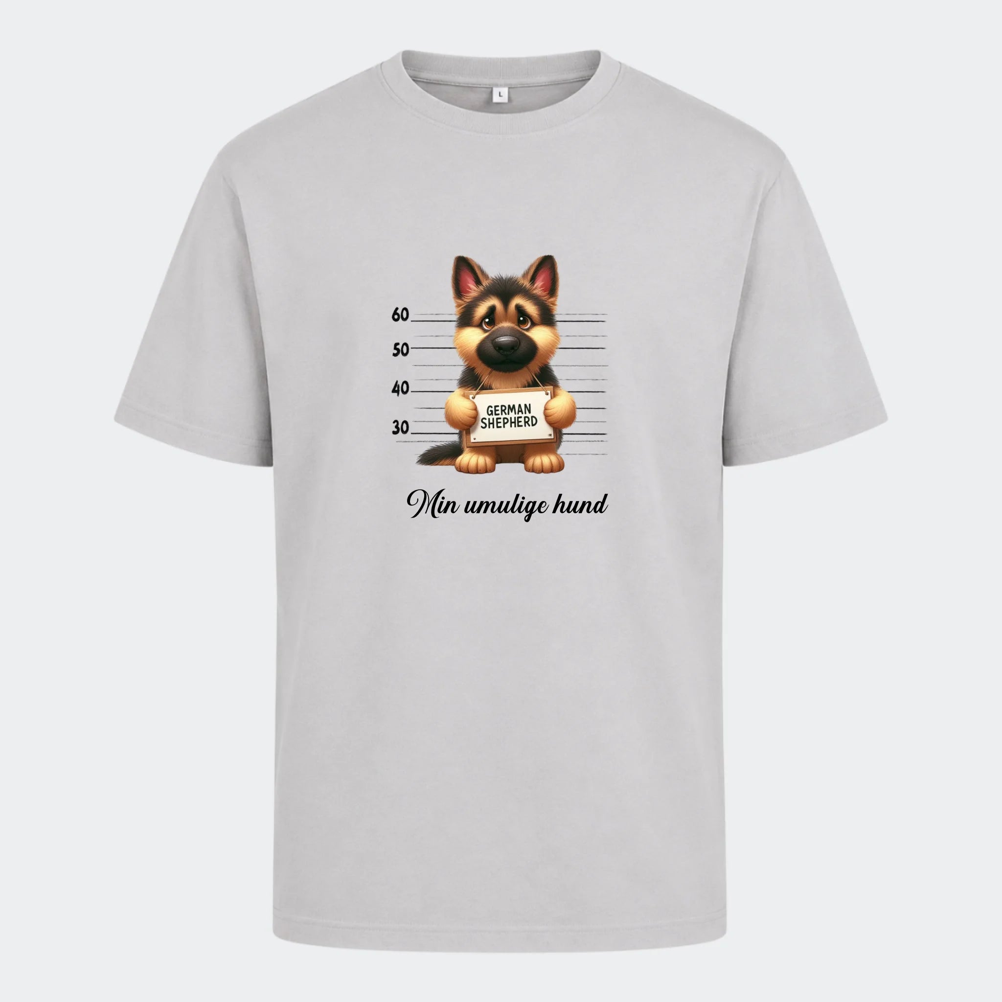 T-shirt-hundehvalpe, lysegrå, set forfra