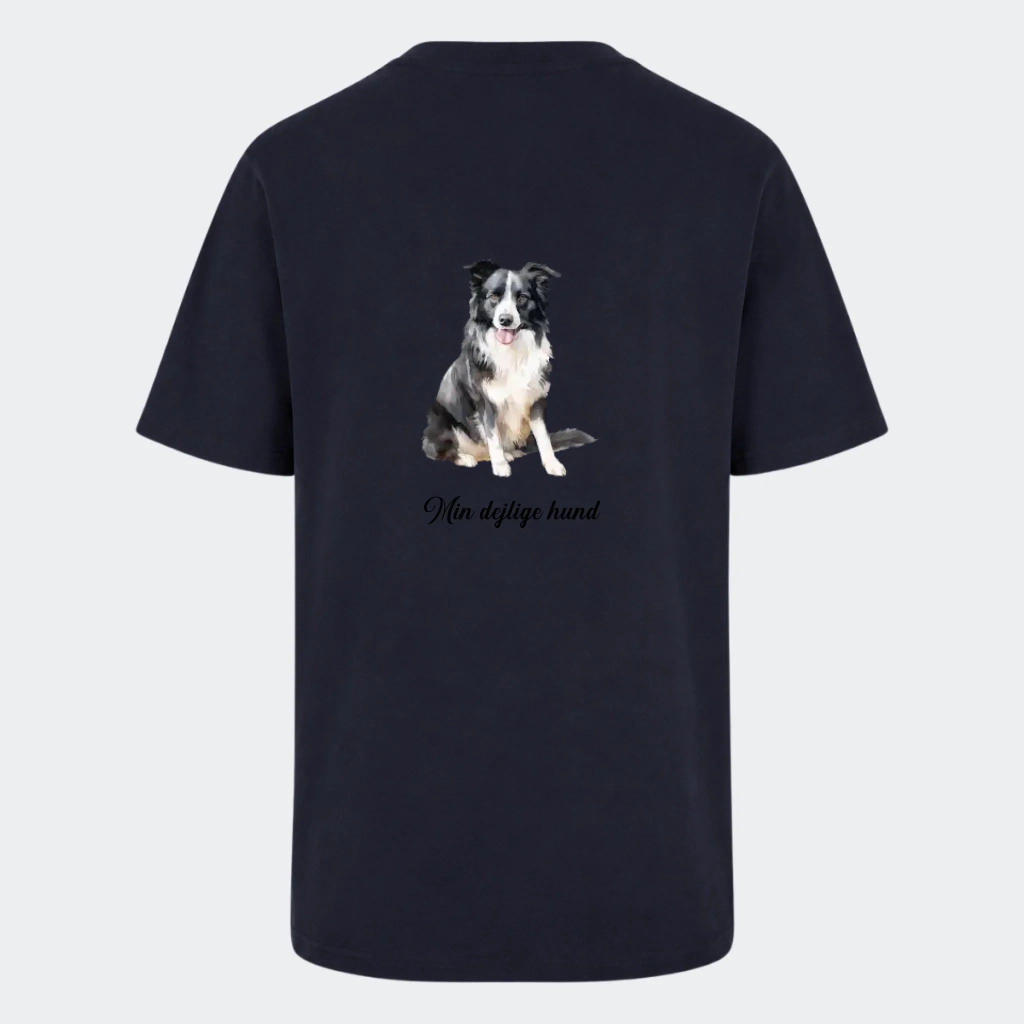 T-shirt til voksne – find din Hunderace, marineblå, set bagfra