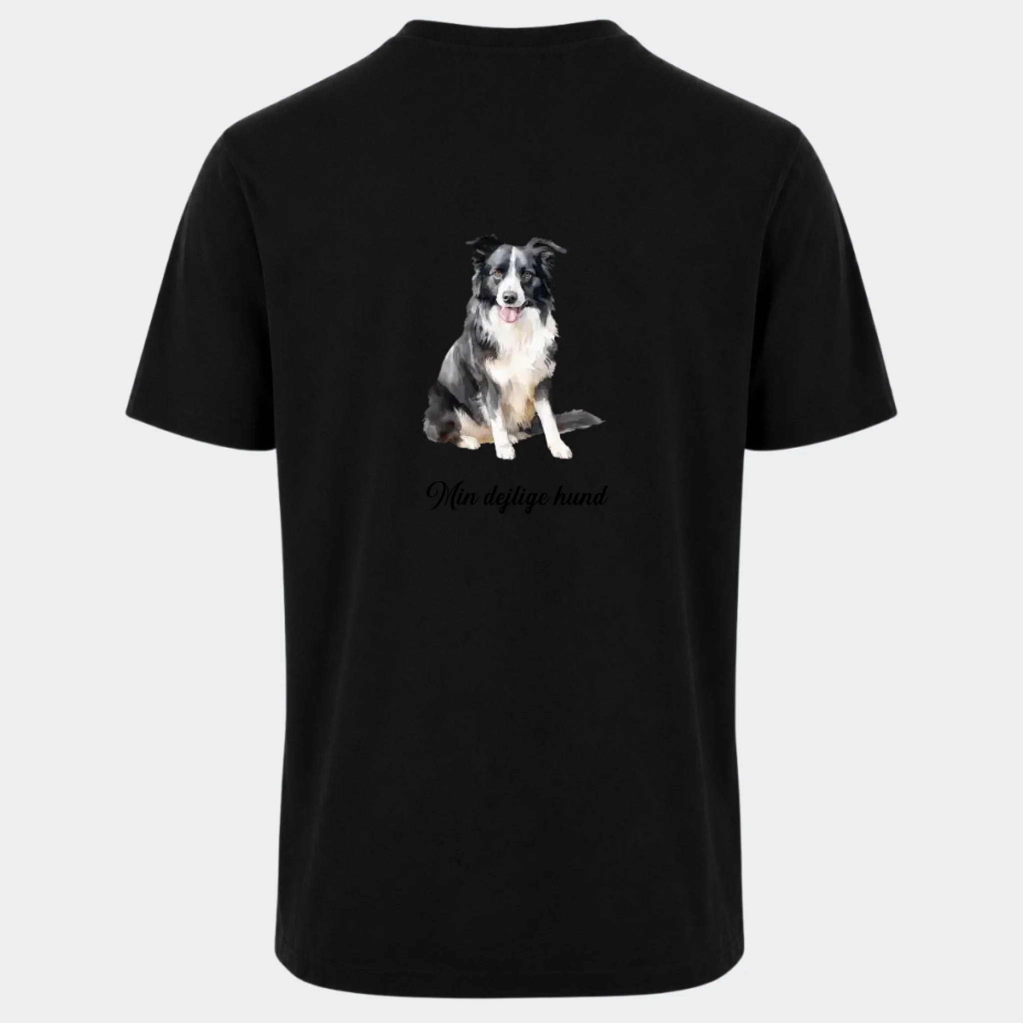 T-shirt til voksne – find din Hunderace, sort, set bagfra