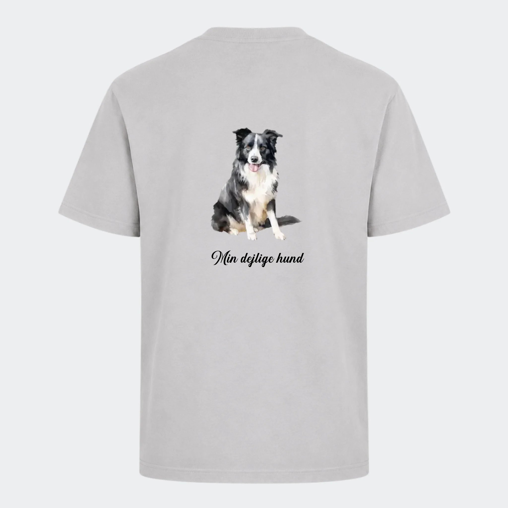T-shirt til voksne – find din Hunderace, lysegrå, set bagfra