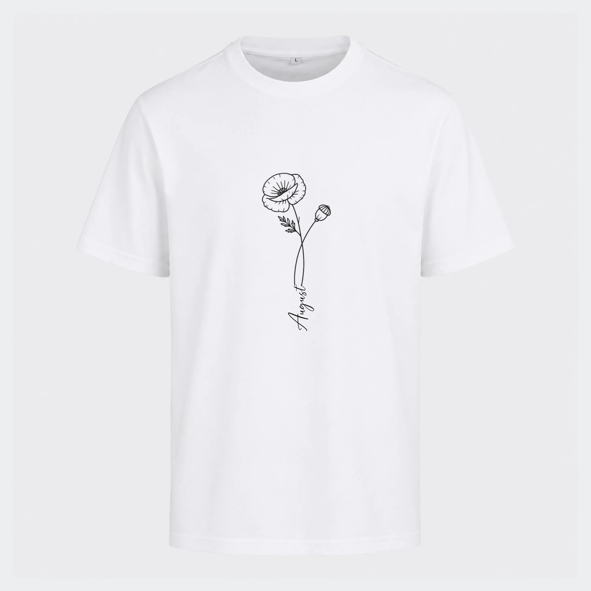 T-shirt – Månedsblomst. Se med alle her, hvid, set forfra