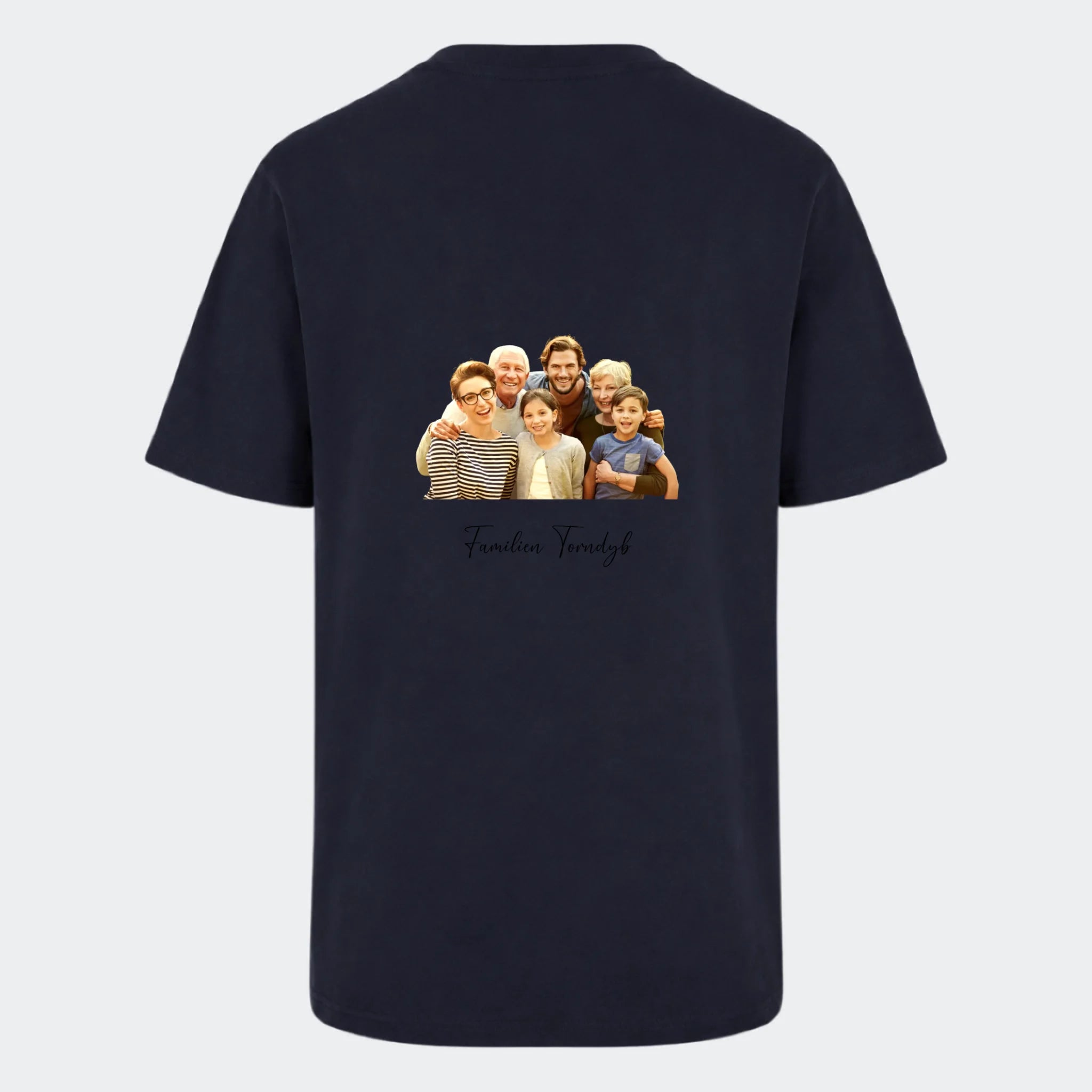 T-shirt – Med eget tryk uden baggrund, marineblå, set bagfra