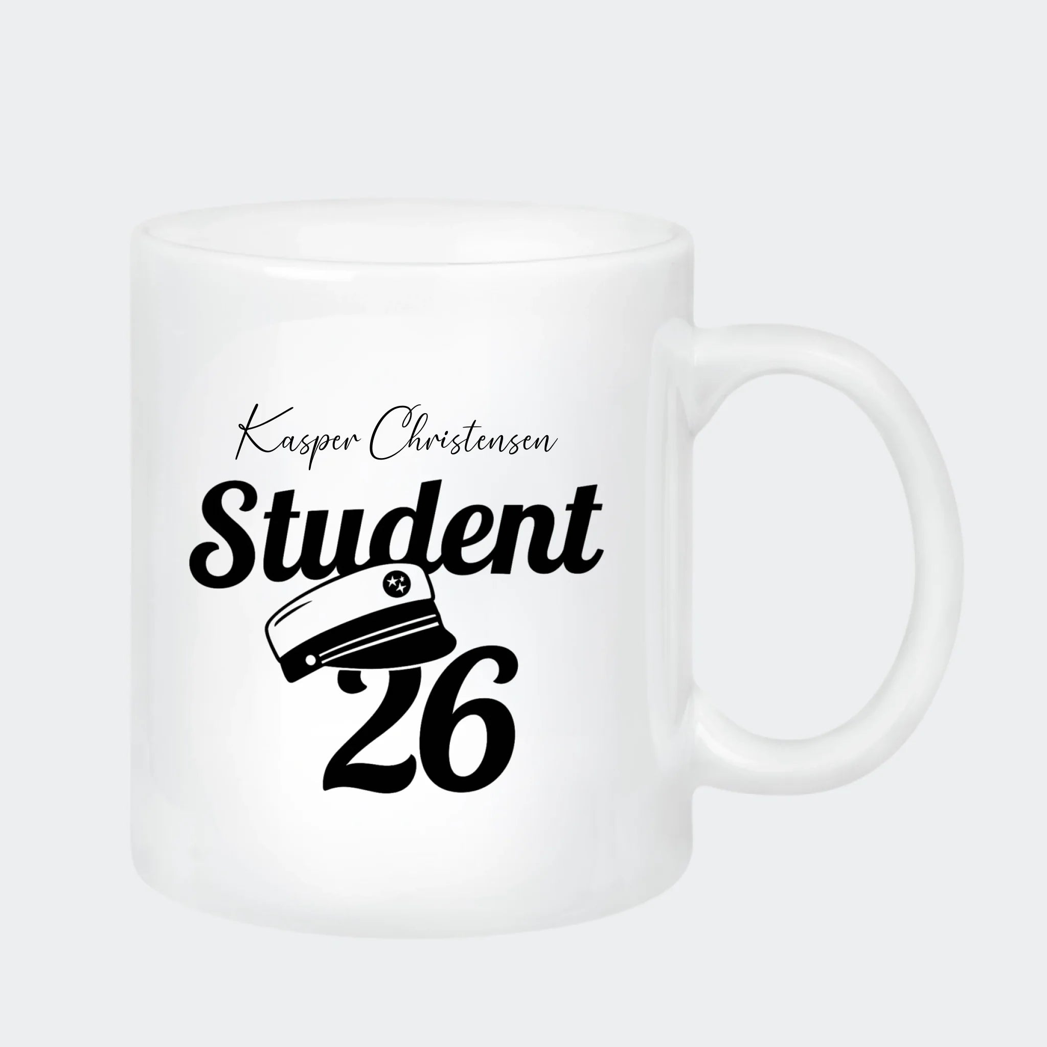 Keramikkrus – Student 2026, hvid, 330 ml