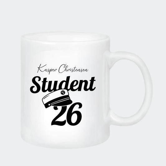 Keramikkrus – Student 2026, hvid, 330 ml