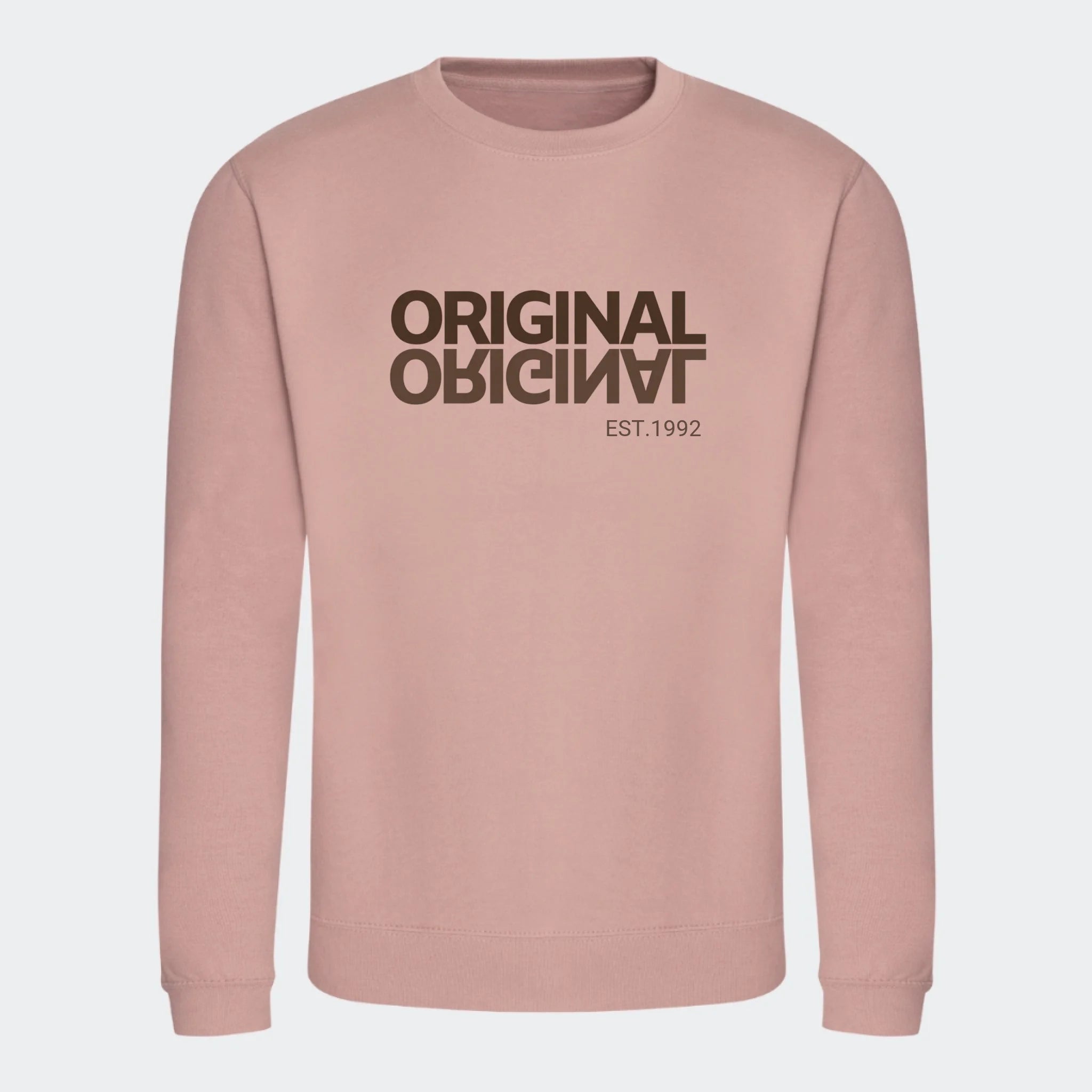 Sweatshirt til voksen – Original EST, støvet rosa, set forfra