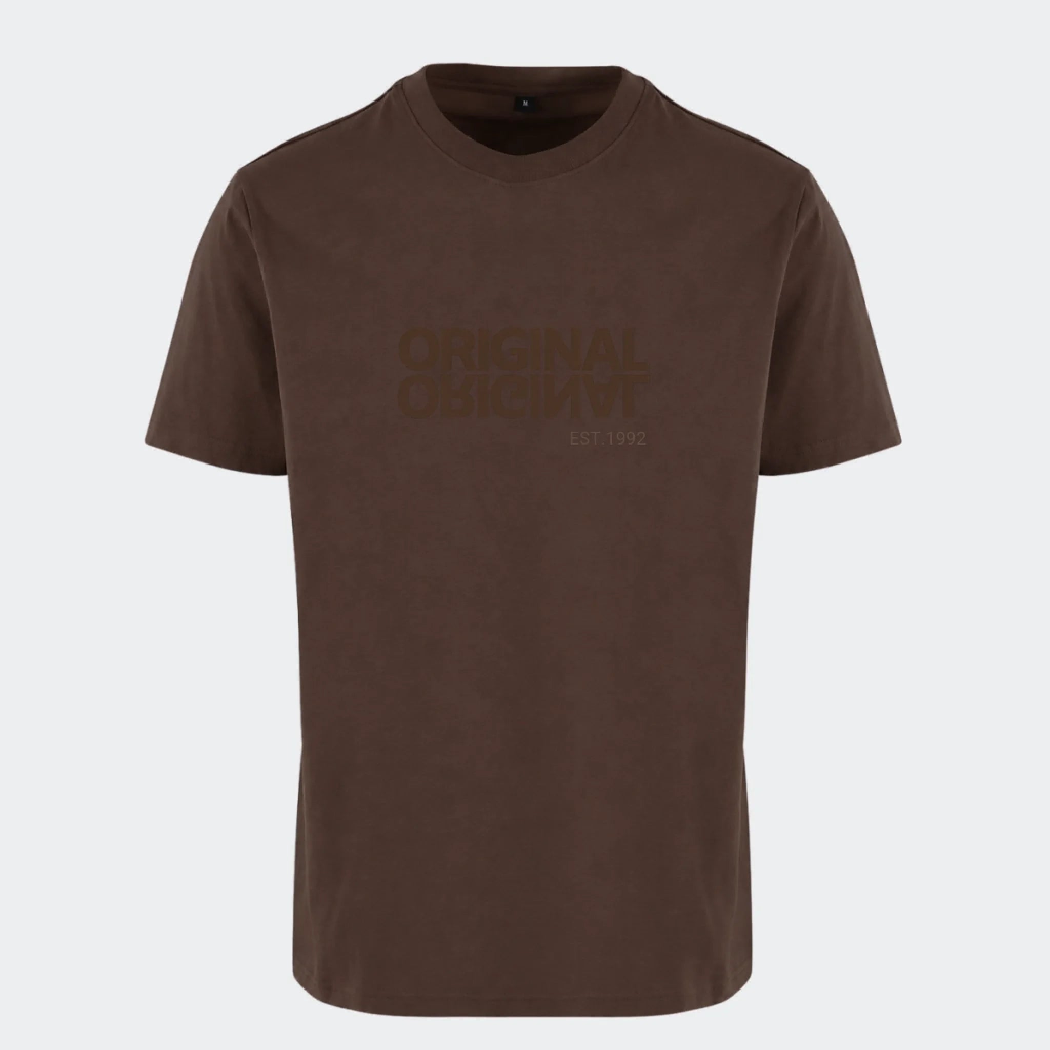 T-shirt til voksen – Original EST, chokoladebrun, set forfra