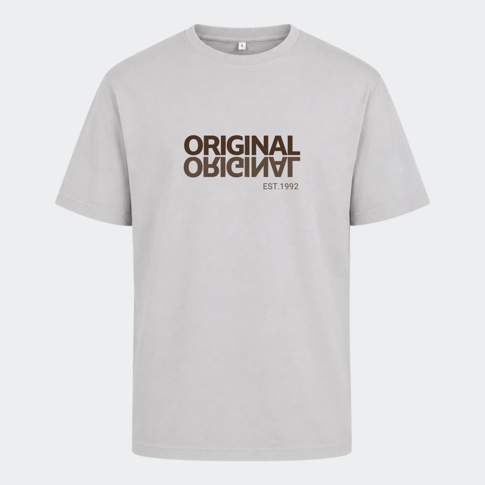 T-shirt til voksen – Original EST, lysegrå, set forfra
