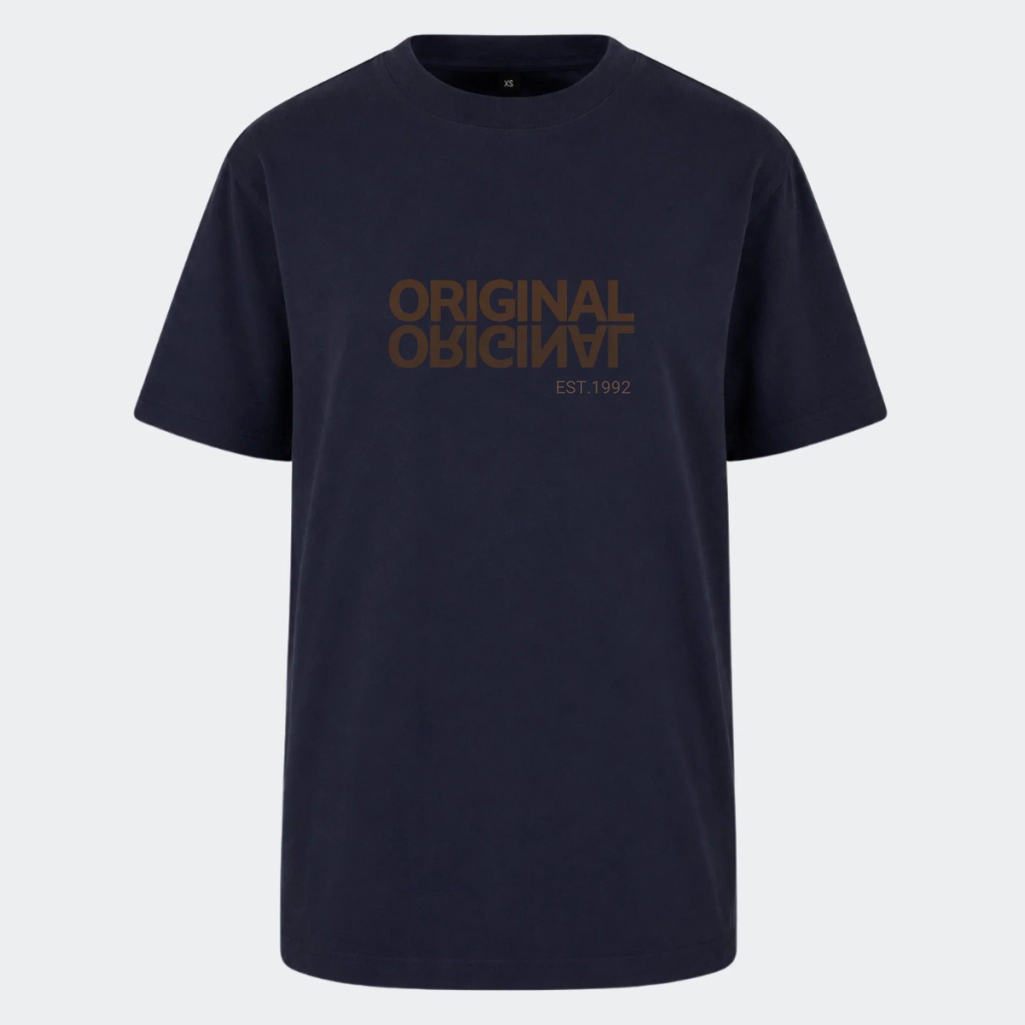 T-shirt til voksen – Original EST, marineblå, set forfra
