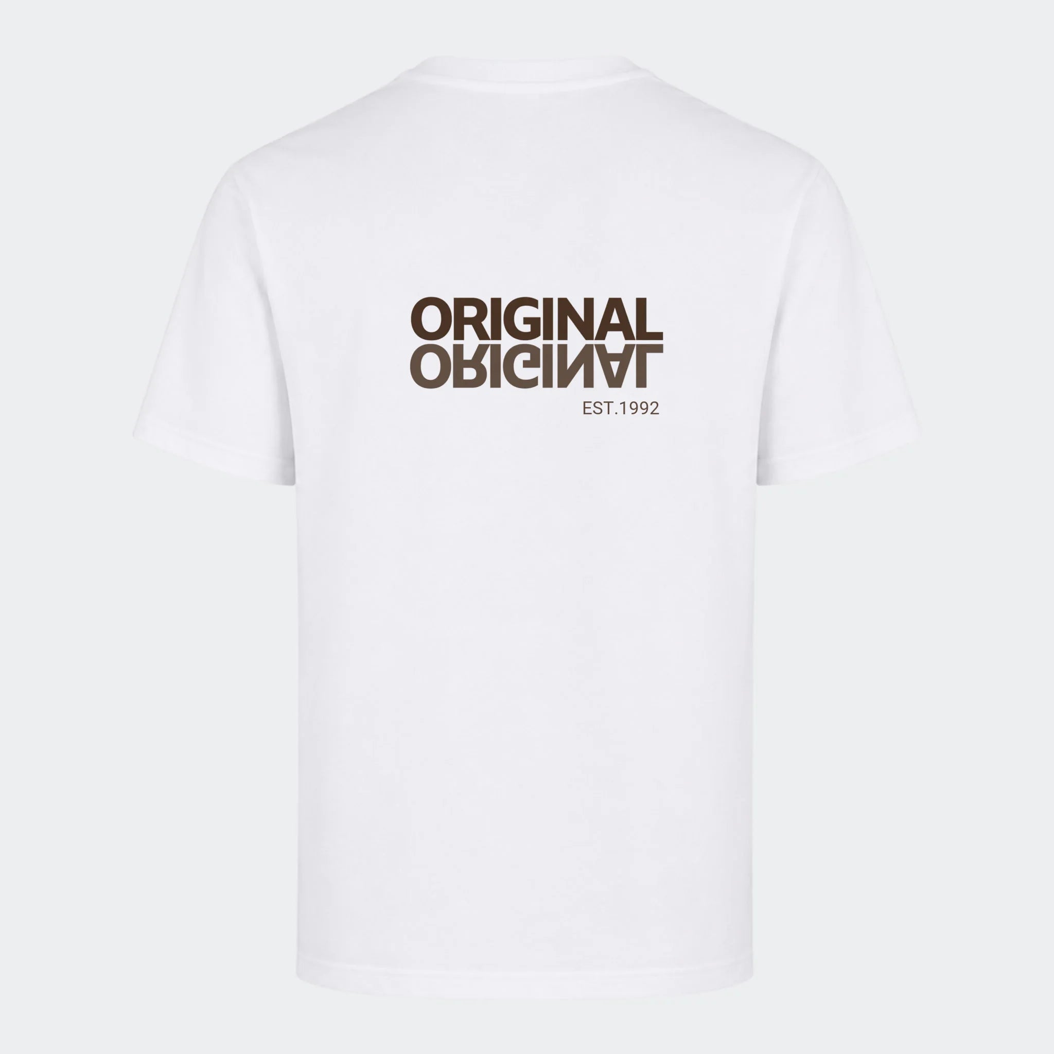 T-shirt til voksen – Original EST, hvid, set bagfra