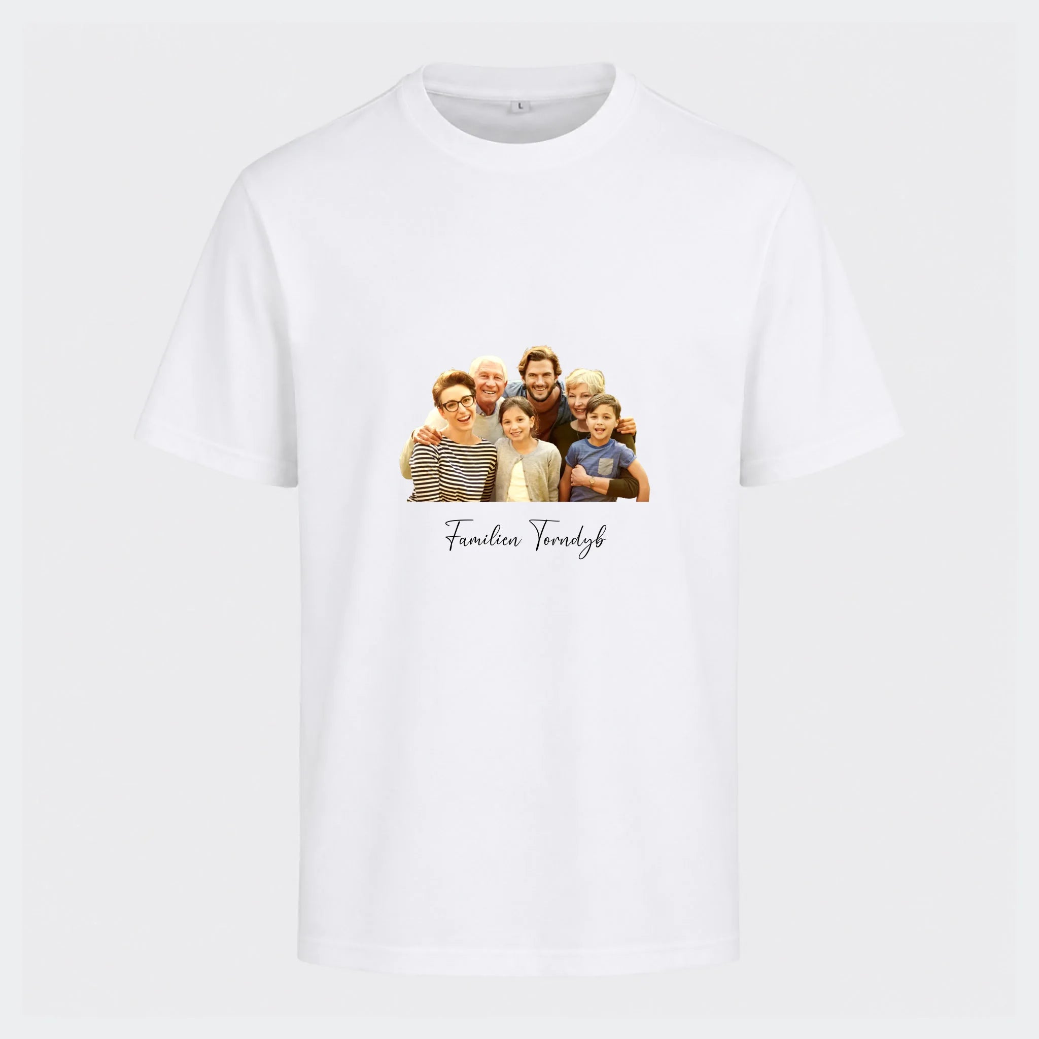 T-shirt – Med eget tryk uden baggrund, hvid, set forfra