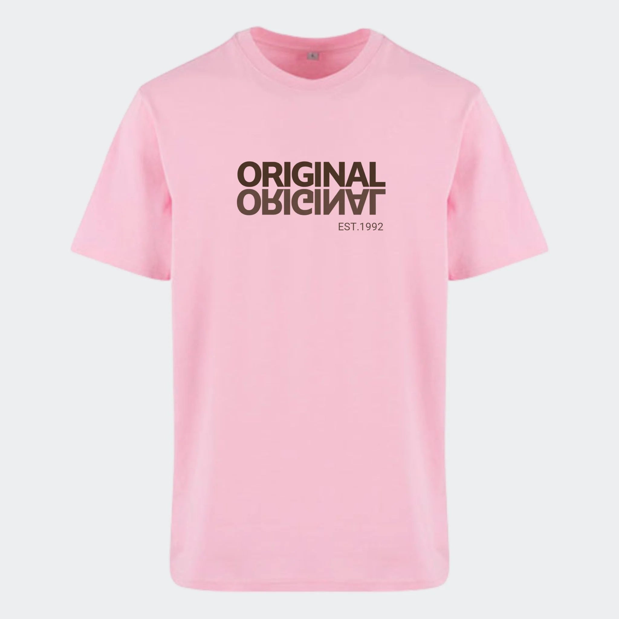 T-shirt til voksen – Original EST, lyserød, set forfra