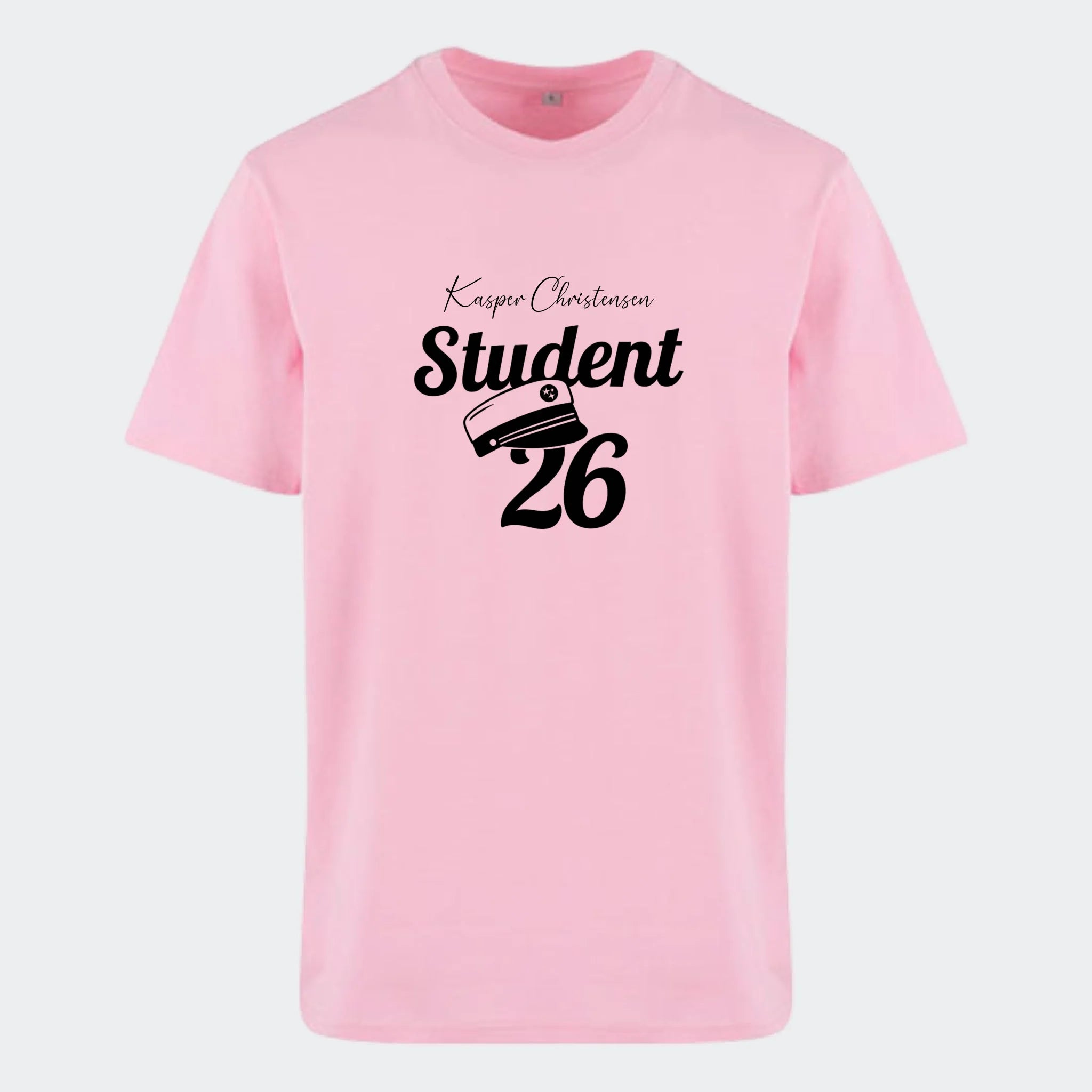 T-shirt til voksne – Student 27, lyserød, set forfra
