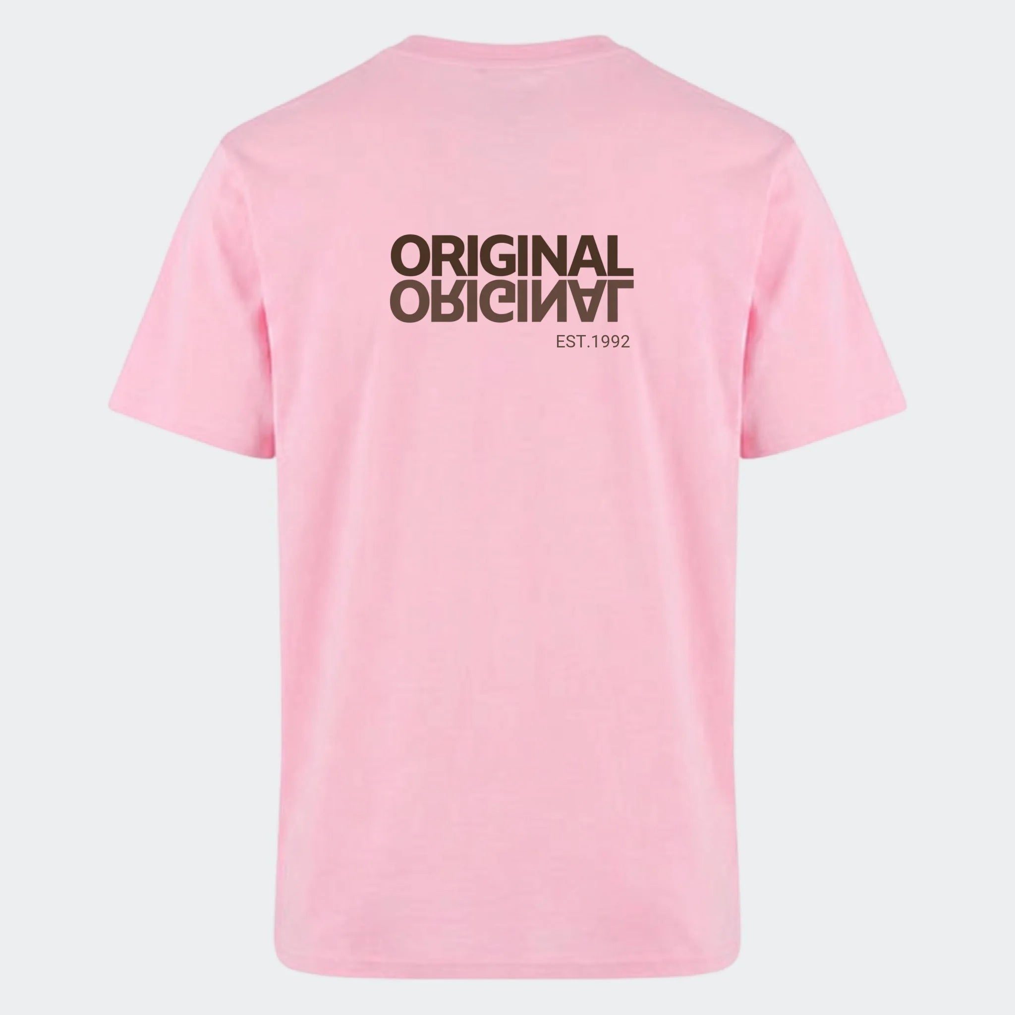 T-shirt til voksen – Original EST, lyserød, set bagfra