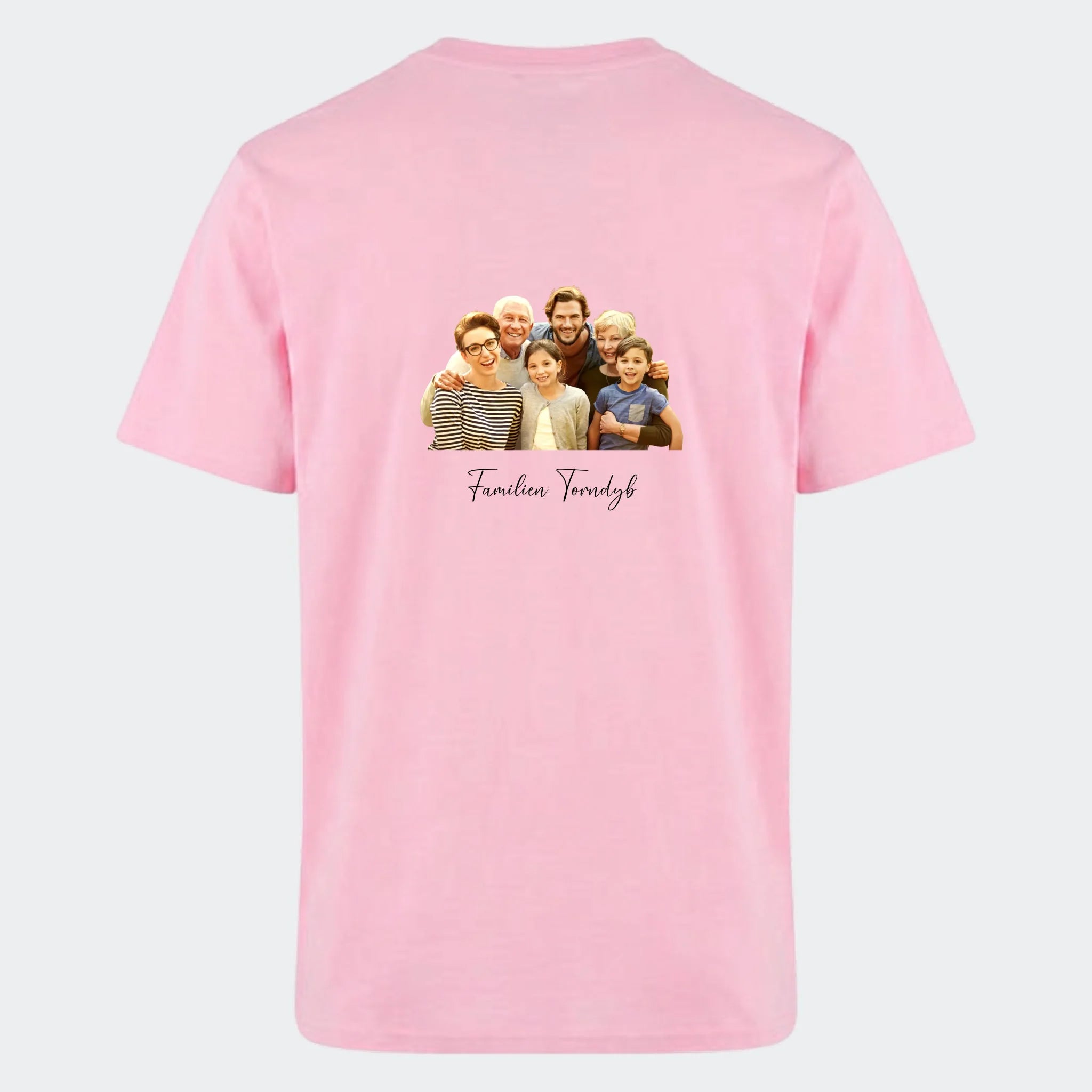 T-shirt – Med eget tryk uden baggrund, lyserød, set bagfra