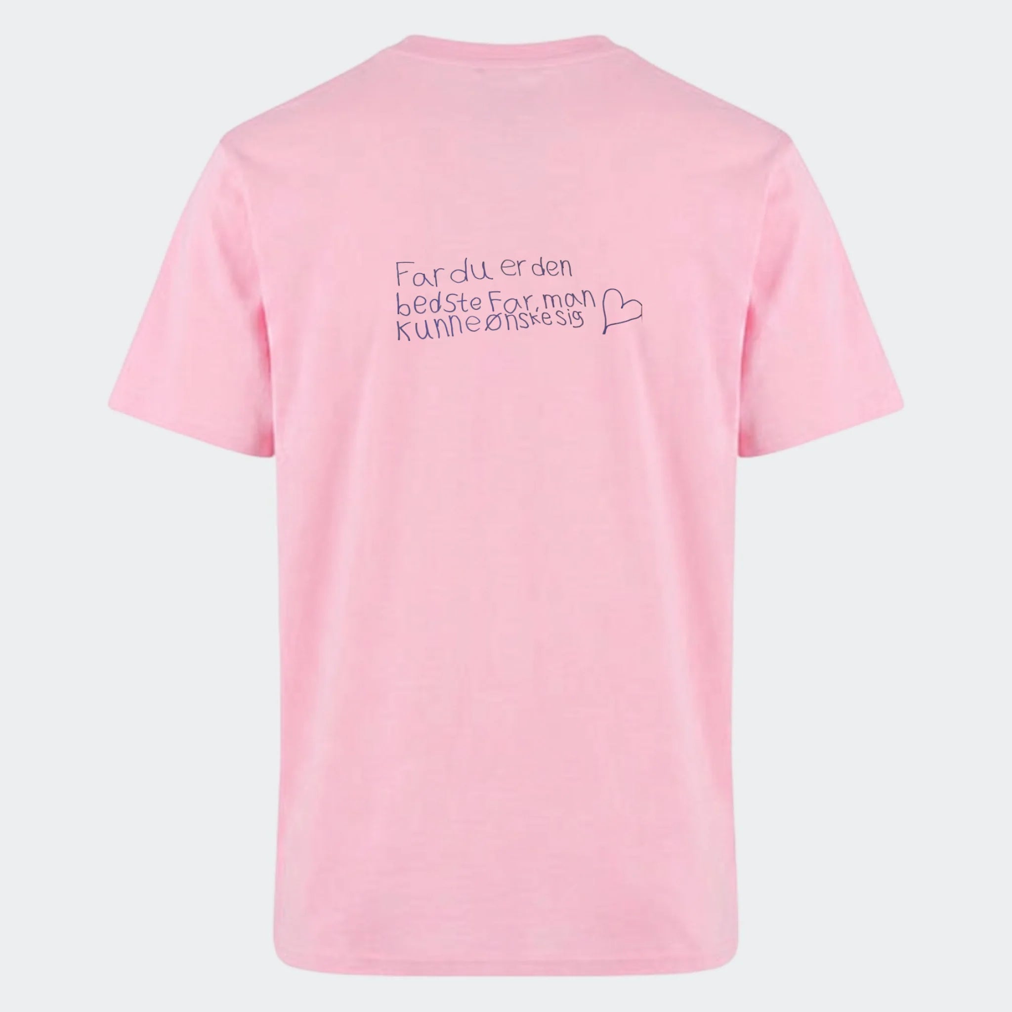 T-shirt med tryk – Håndskrevet note – upload egen note, lyserød, set bagfra