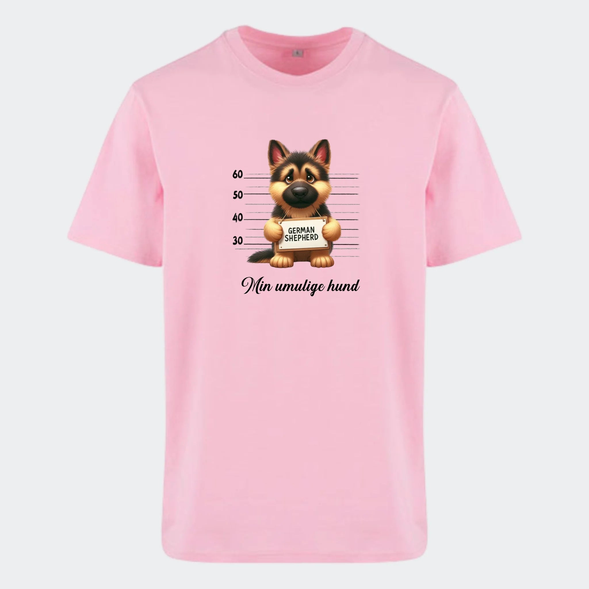 T-shirt-hundehvalpe, lyserød, set forfra