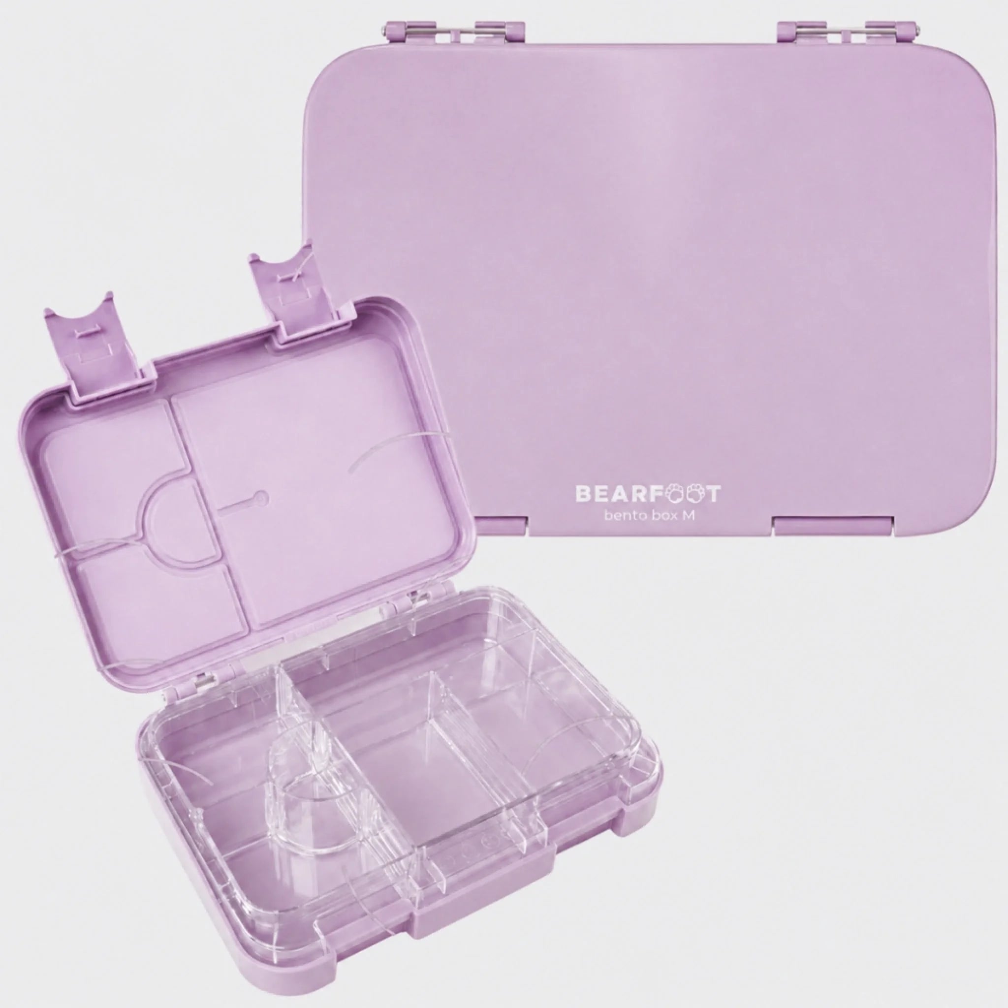Bearfoot Børnemadkasse med rum – lilla, 21,3x15x4,5 cm