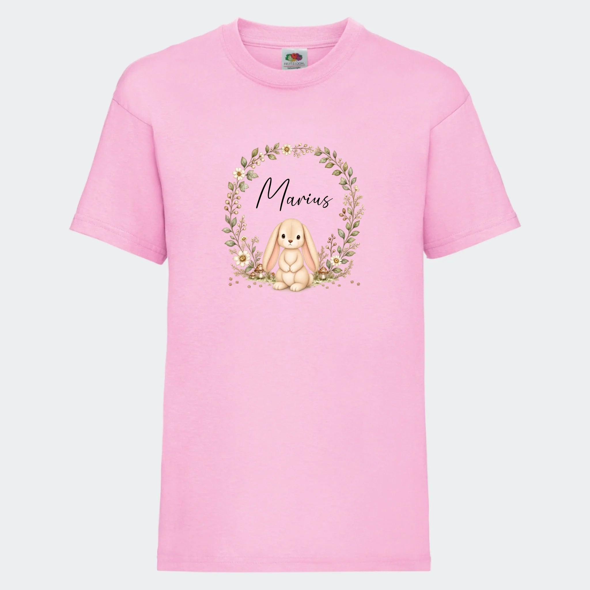 T-shirt til børn – Skovens blomsterdrøm – Flere motiver, lyserød, set forfra