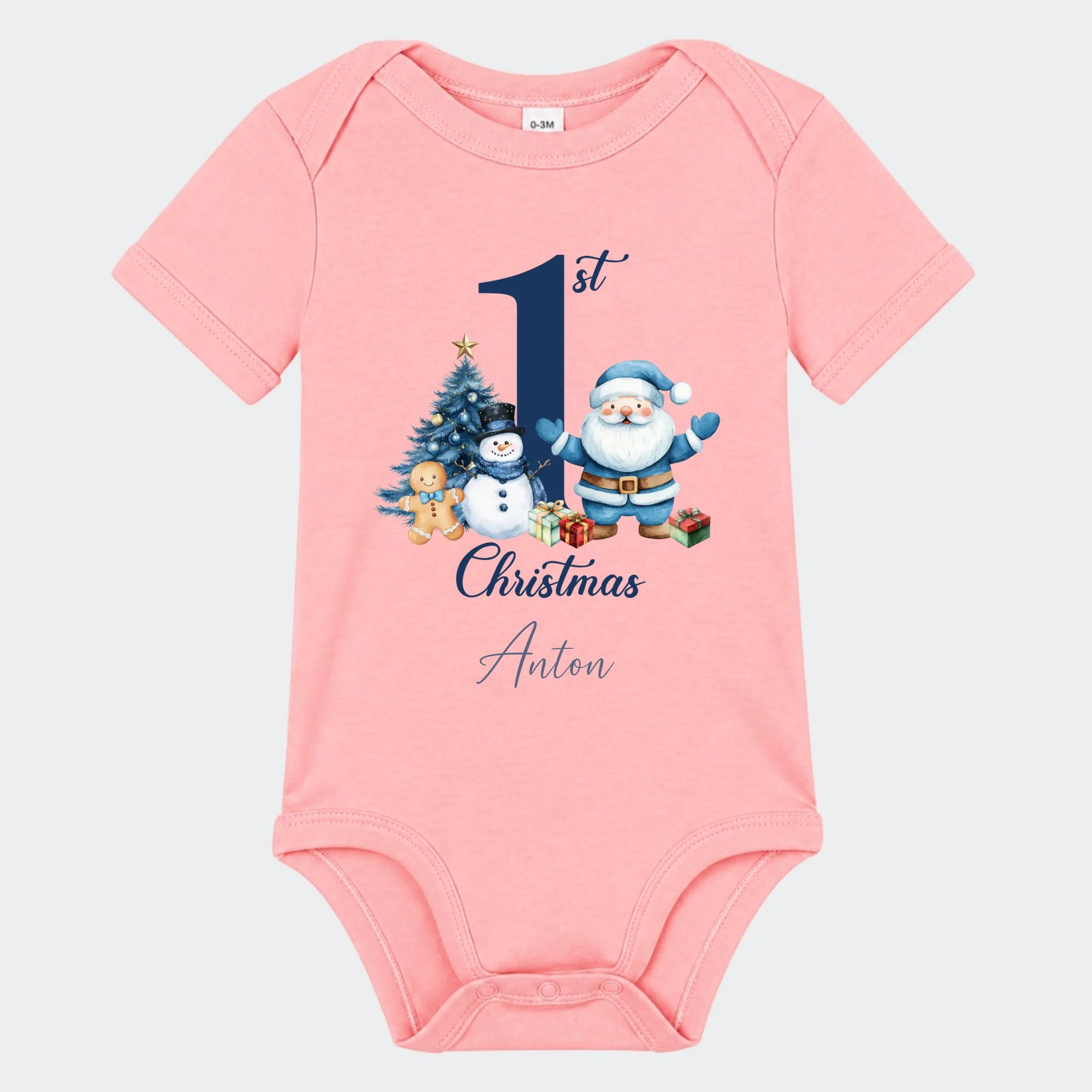 Julebody – My First Christmas – Blå, pudderrosa