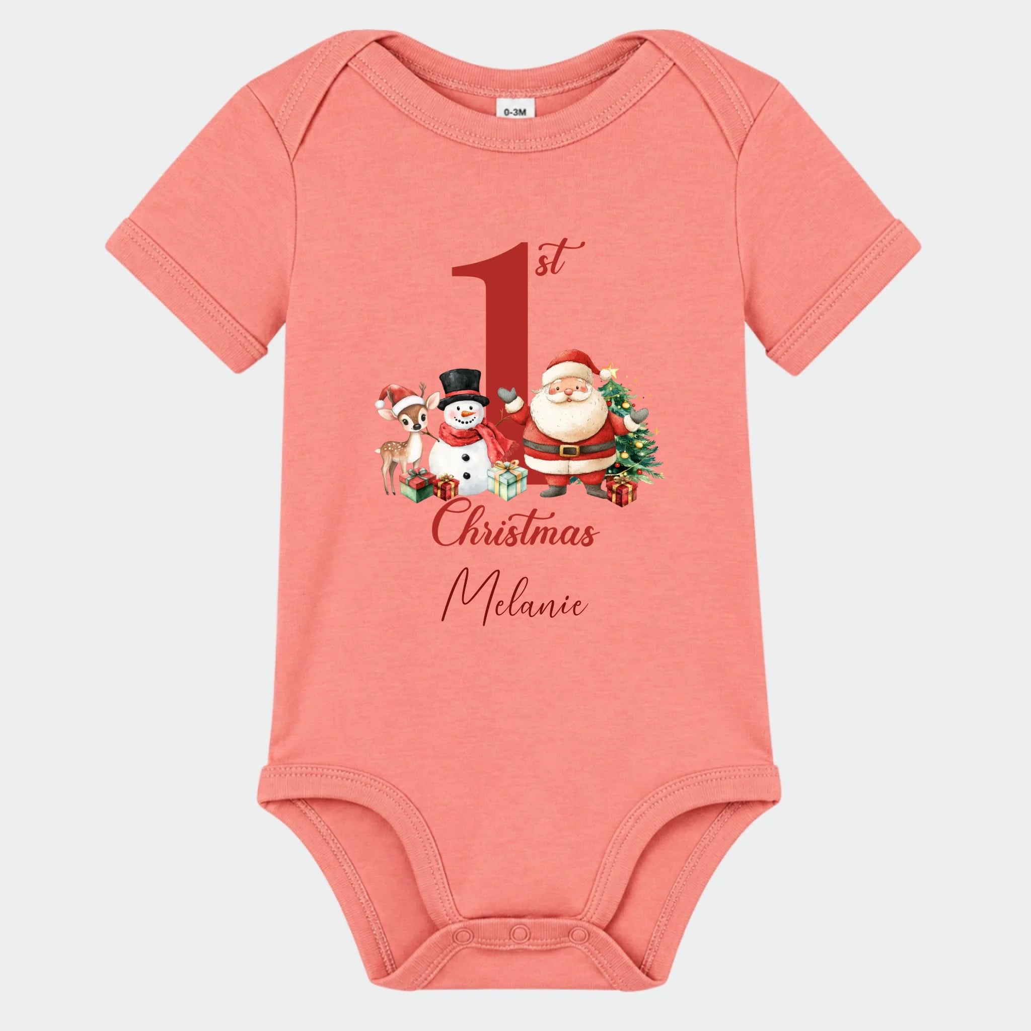 Julebody – My First Christmas – Rød, støvet rosa