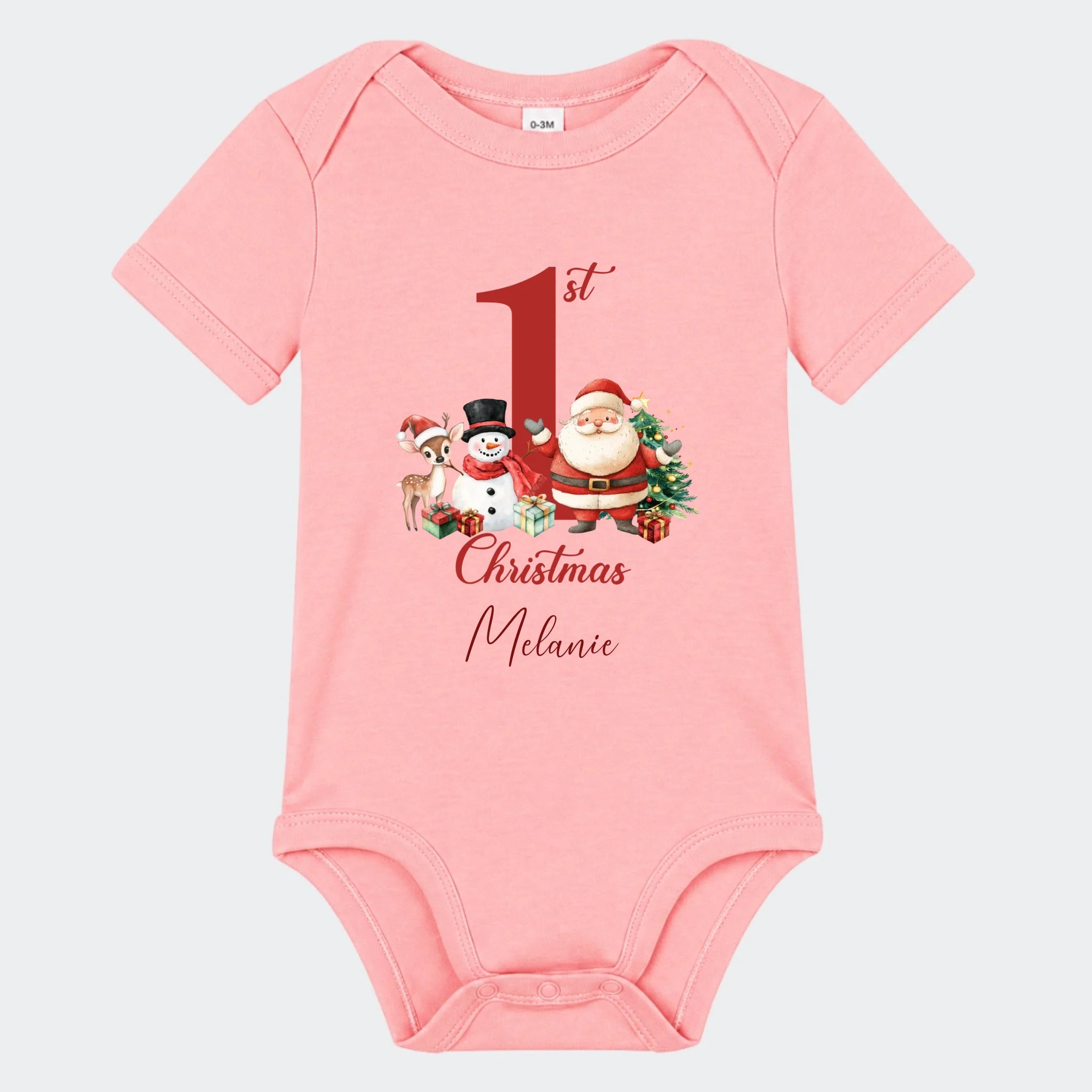 Julebody – My First Christmas – Rød, pudderrosa