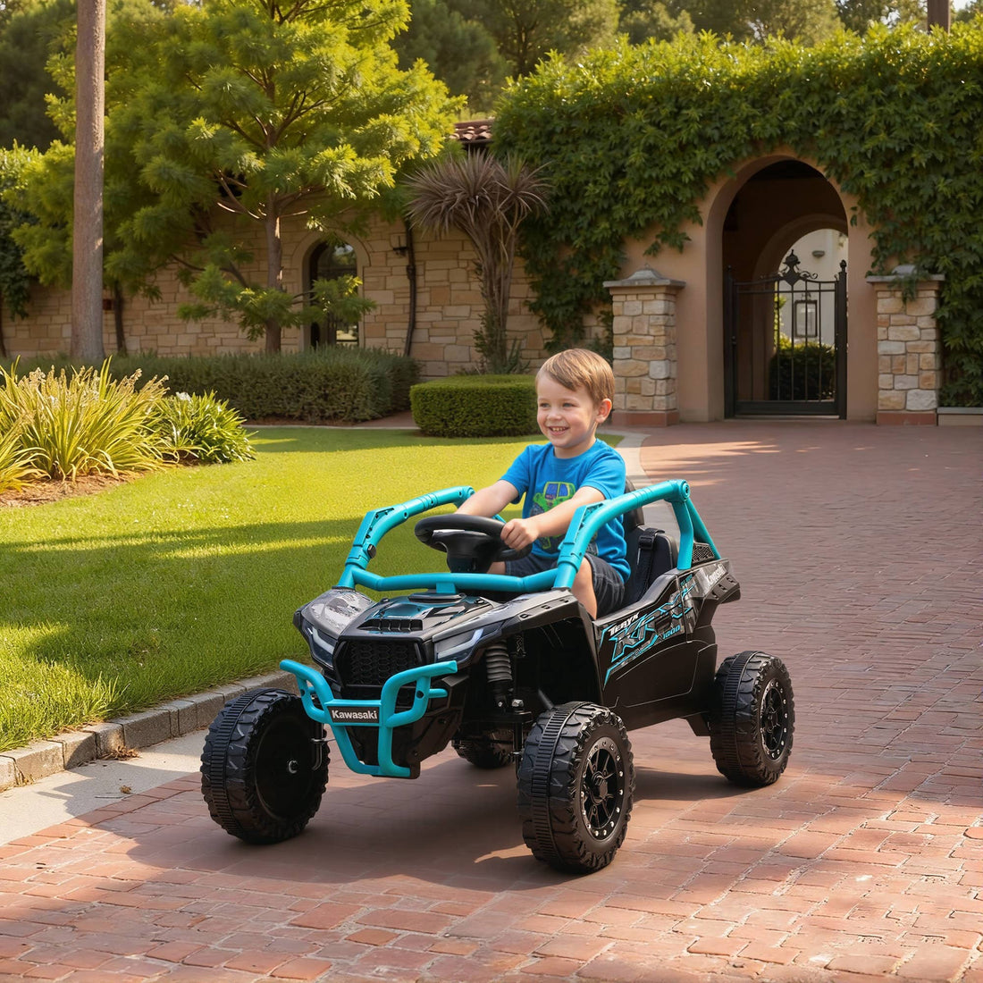 KAWASAKI TERYX KRX 1000 – 12V Elektrisk UTV til Børn | Fjernbetjening, LED & Musik