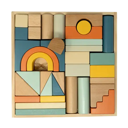 Bakke med træklodser - flere varianter 123Unik Rosa