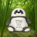 Grå panda bamse med navn og data broderet på bamsen Customizer TeeInBlue