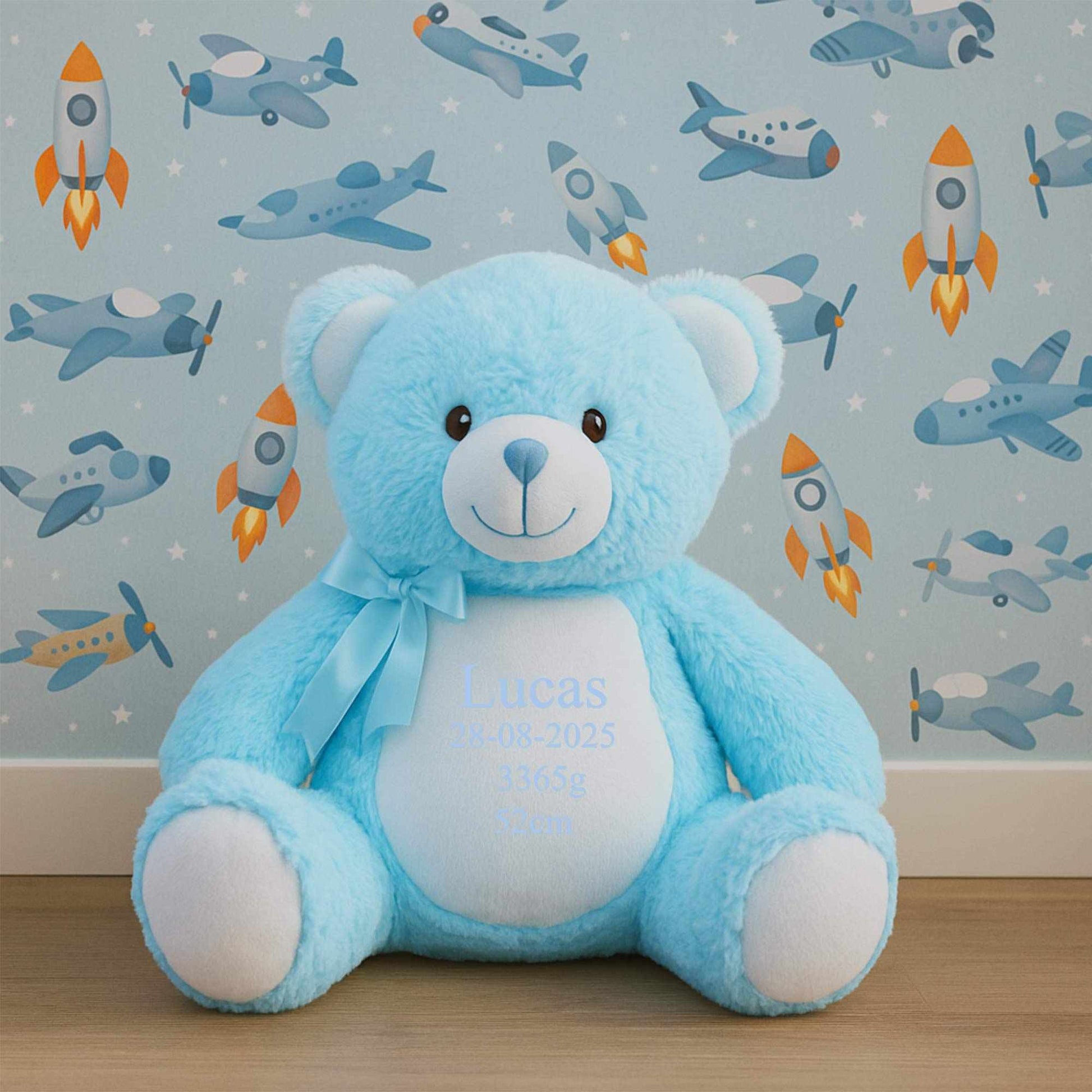 Personlig Lyseblå Bamse med Broderi Customizer minegenverden