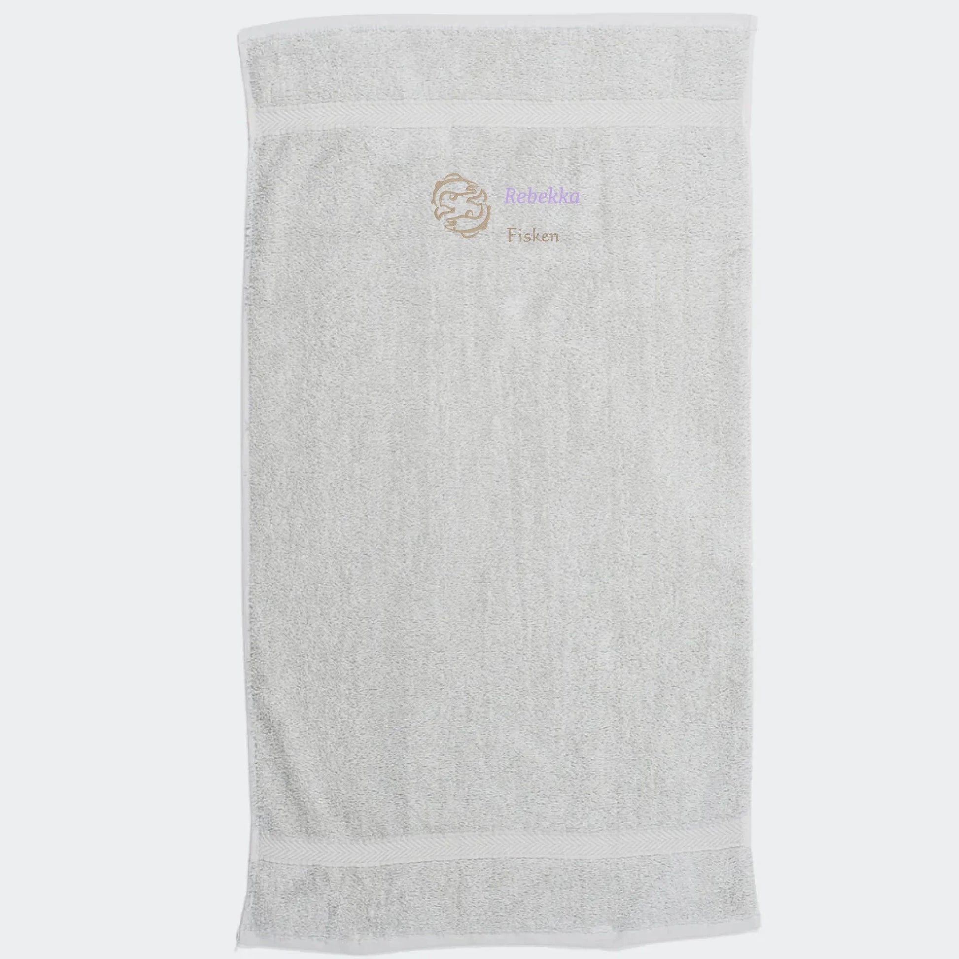 Håndklæde med stjernetegn og navn - Fisken Customizer TeeInBlue Håndklæde med flere linjer Lysegrå 50x90