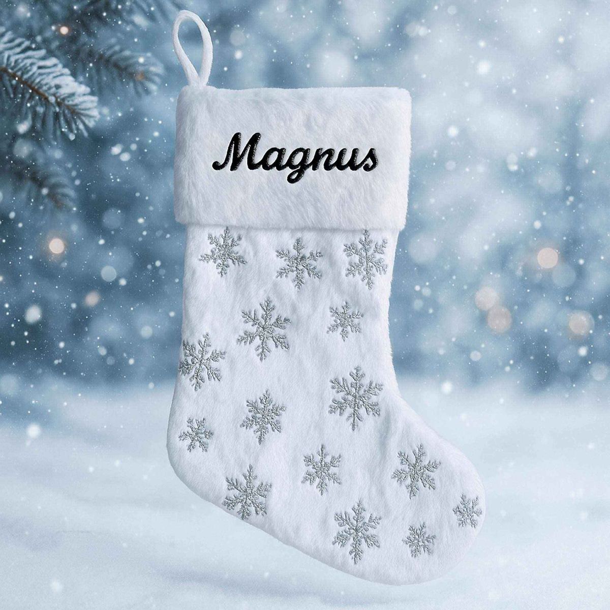 Julesok med navn og motivet Sølvsnefnug