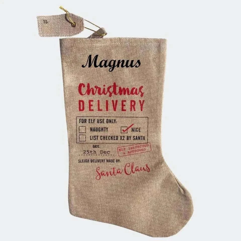 Julesok med navn og motivet Delivery