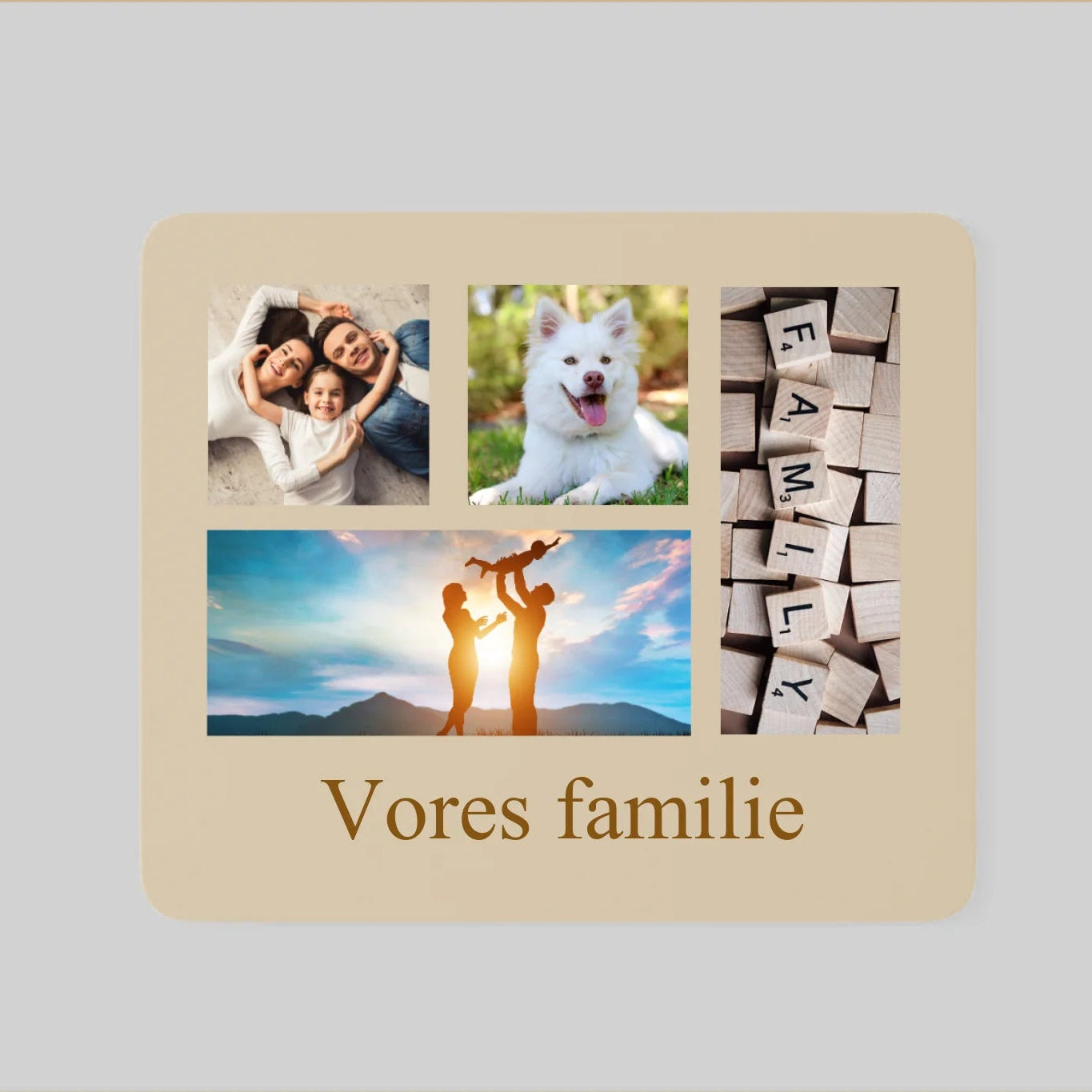 Mussemåtte - med egne billeder og tekst Customizer TeeInBlue Mussemåtte Beige 25x25cm