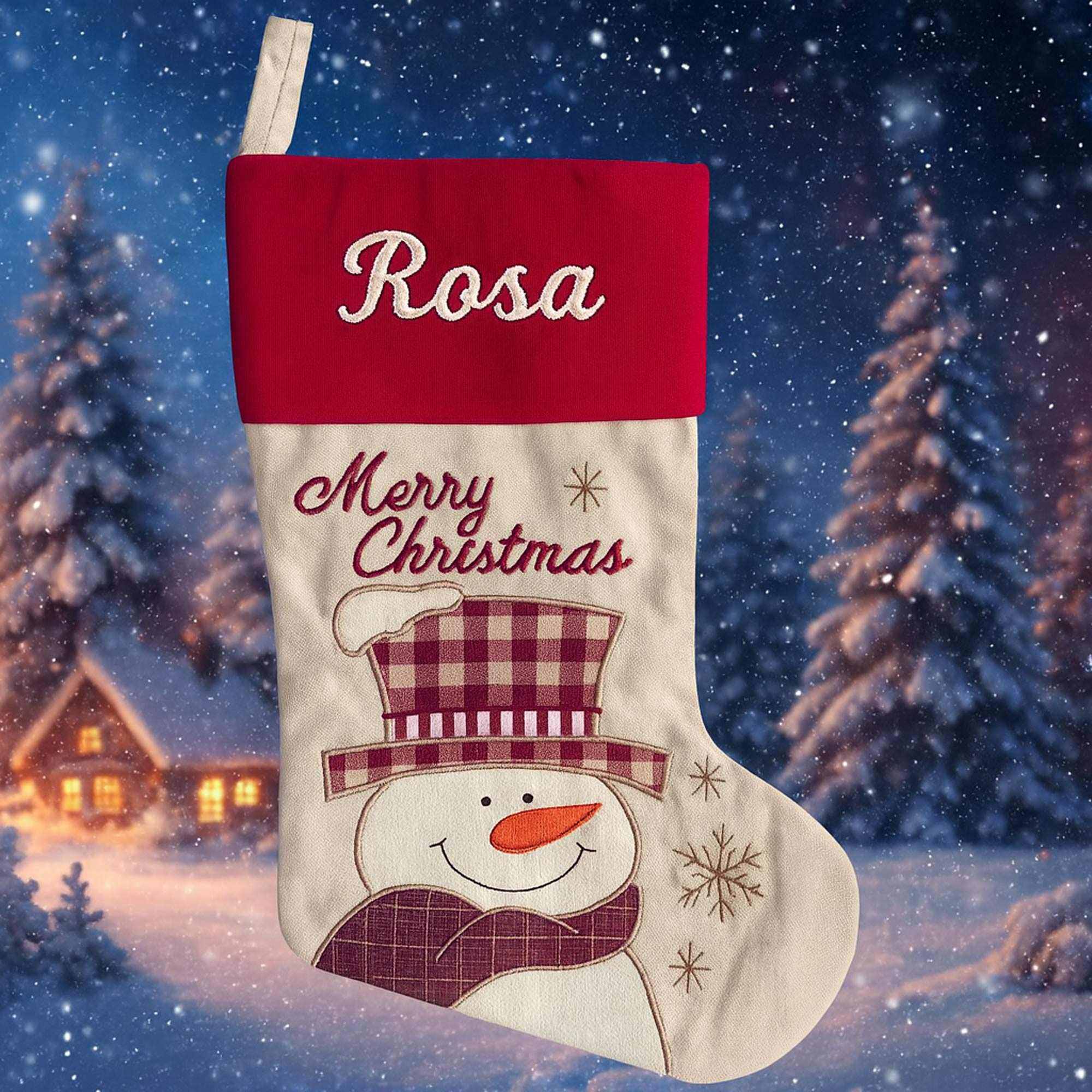 Julesok med navn- Snemand Customizer 123Unik