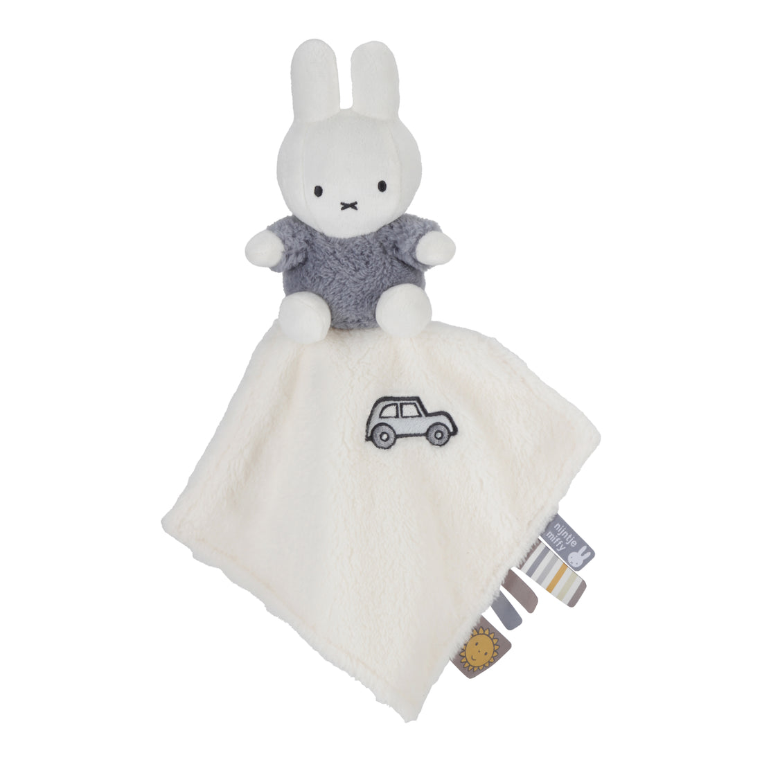 Miffy kramme bamse klud fluffy blue med bilbroderi og mærker