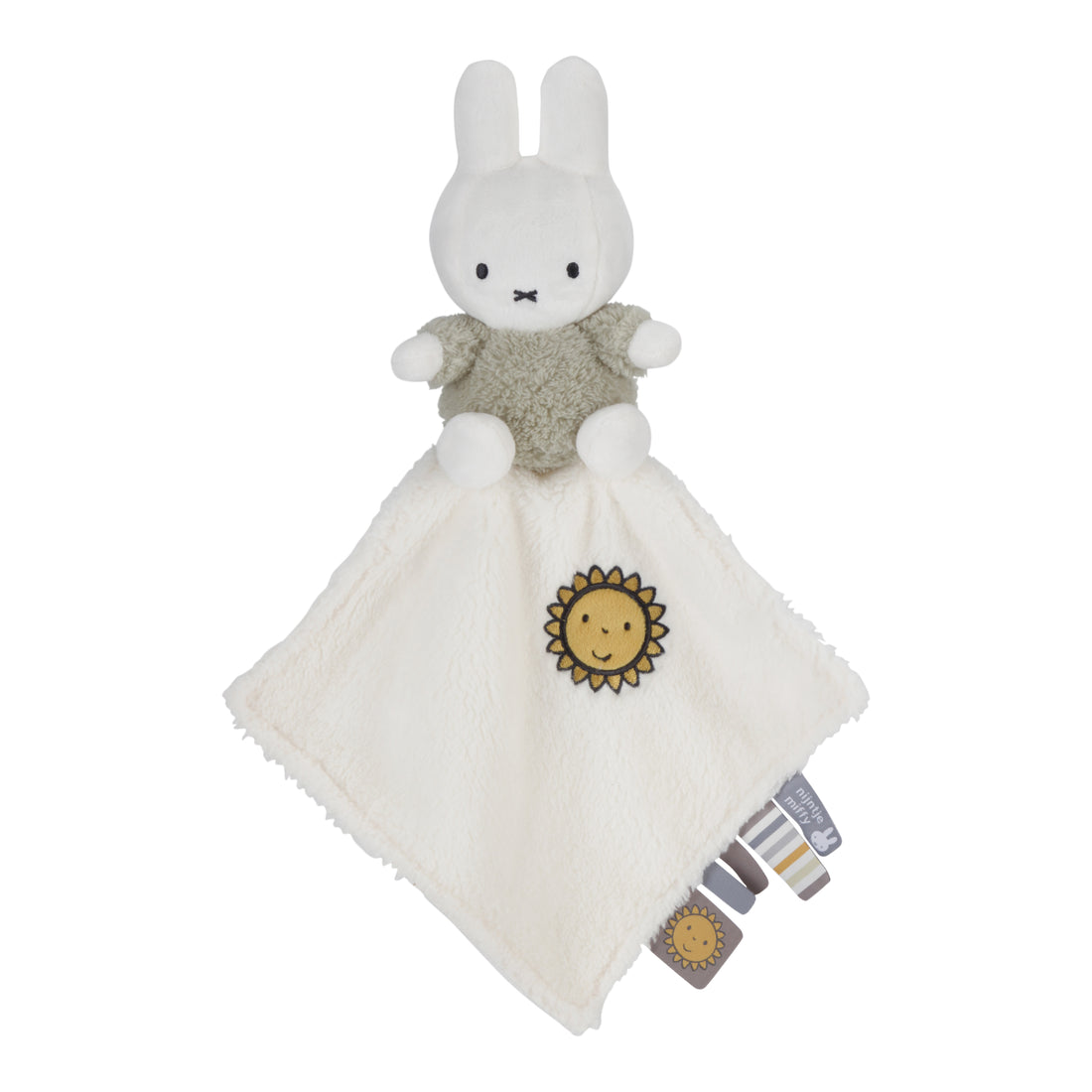 Miffy krammeklud Fluffy Green med solmotiv og føle-etiketter