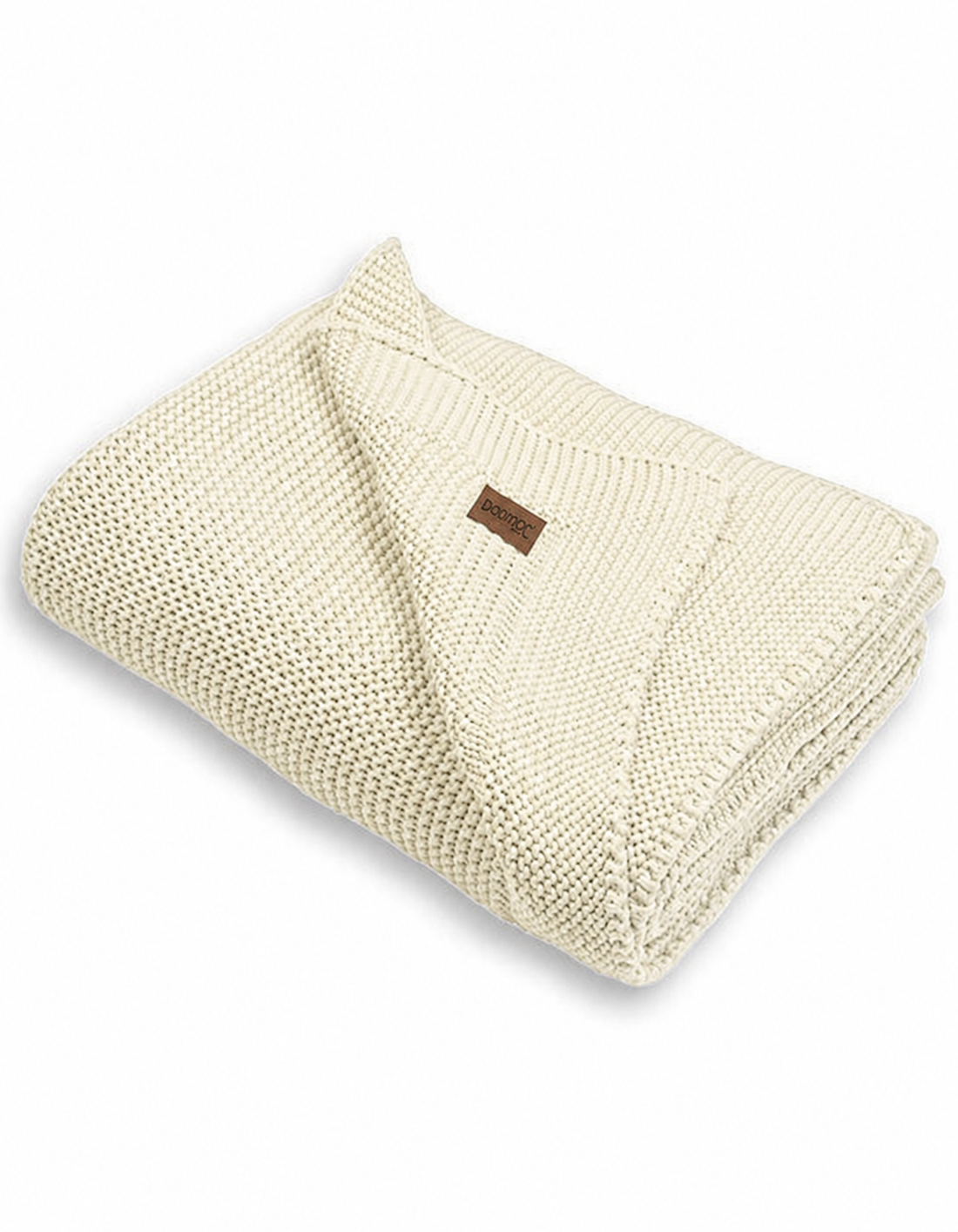 Babiezz økologisk strikket tæppe i natural beige til baby og børn.