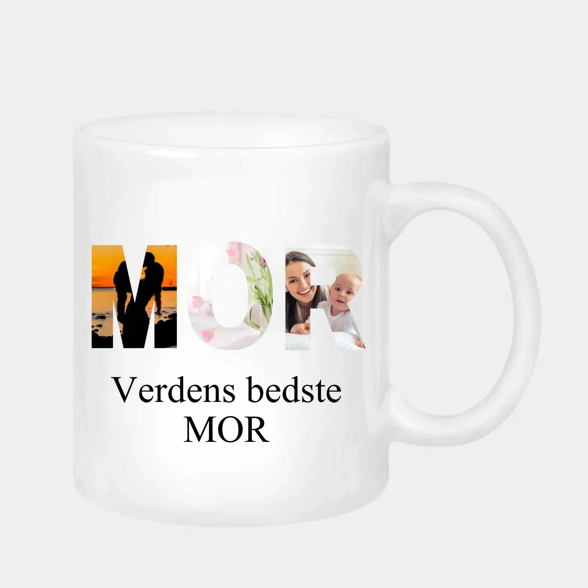 Keramikkrus – MOR med egne billeder og tekst, krus 330 ml hvid