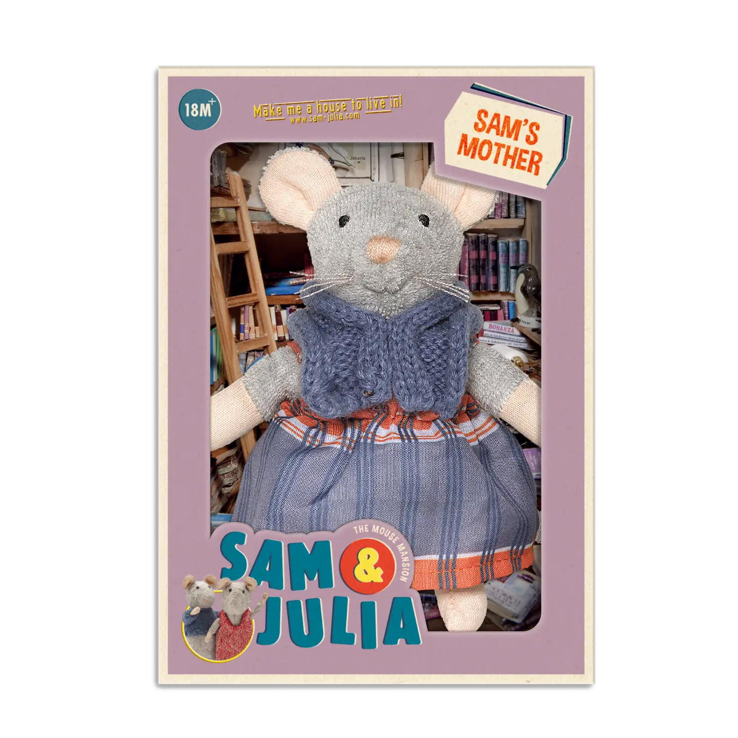 Plyslegetøj "Sams mor" i musefamilien, 12cm, en del af musepalæet Sam & Julia-kollektionen