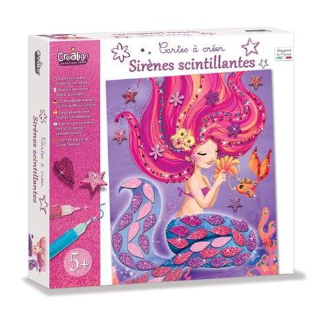 Krea kort – Vær kreativ med glitter – flere varianter, Glitrende havfruer