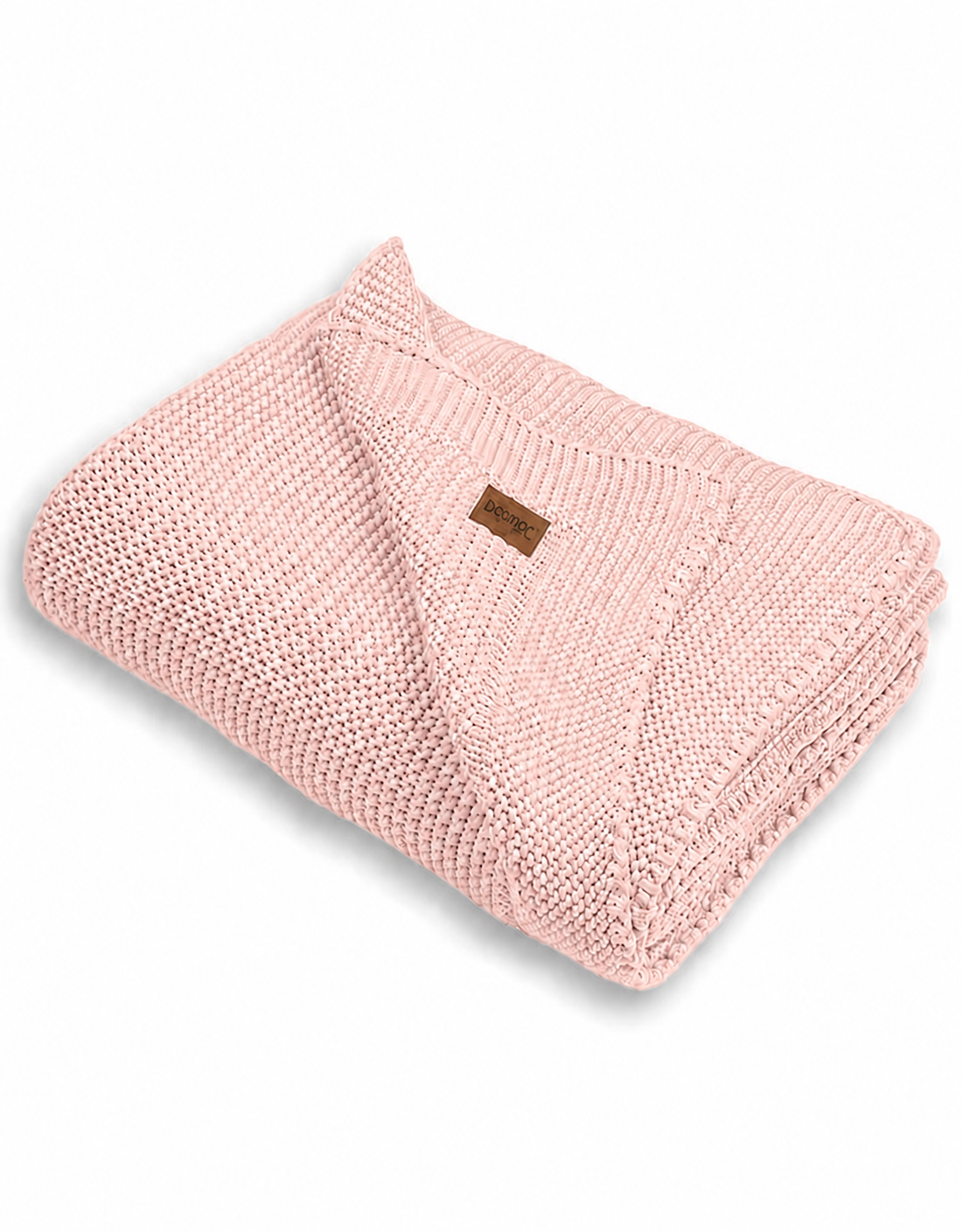 Babiezz økologisk strikket tæppe i farven soft pink, perfekt som blødt babyteppe til børneværelset.