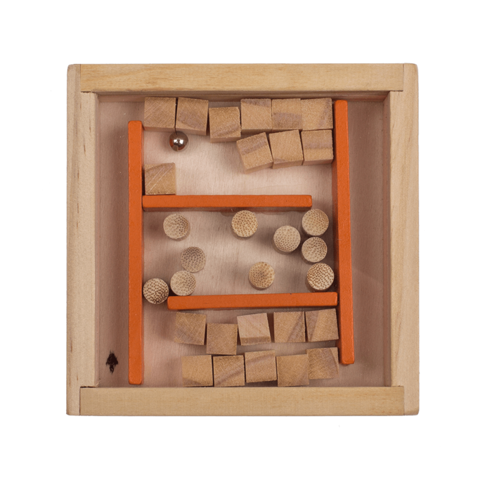 Træ Labyrint Færdighedsspil – Mini Hjerneteaser 9x9 cm Out of the blue KG