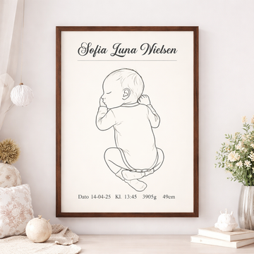 Fødselsplakat - Stregtegninger