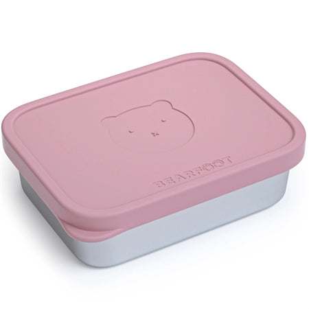 Madkasse til børn i rustfrit stål med silikoneindsats, Rosa
