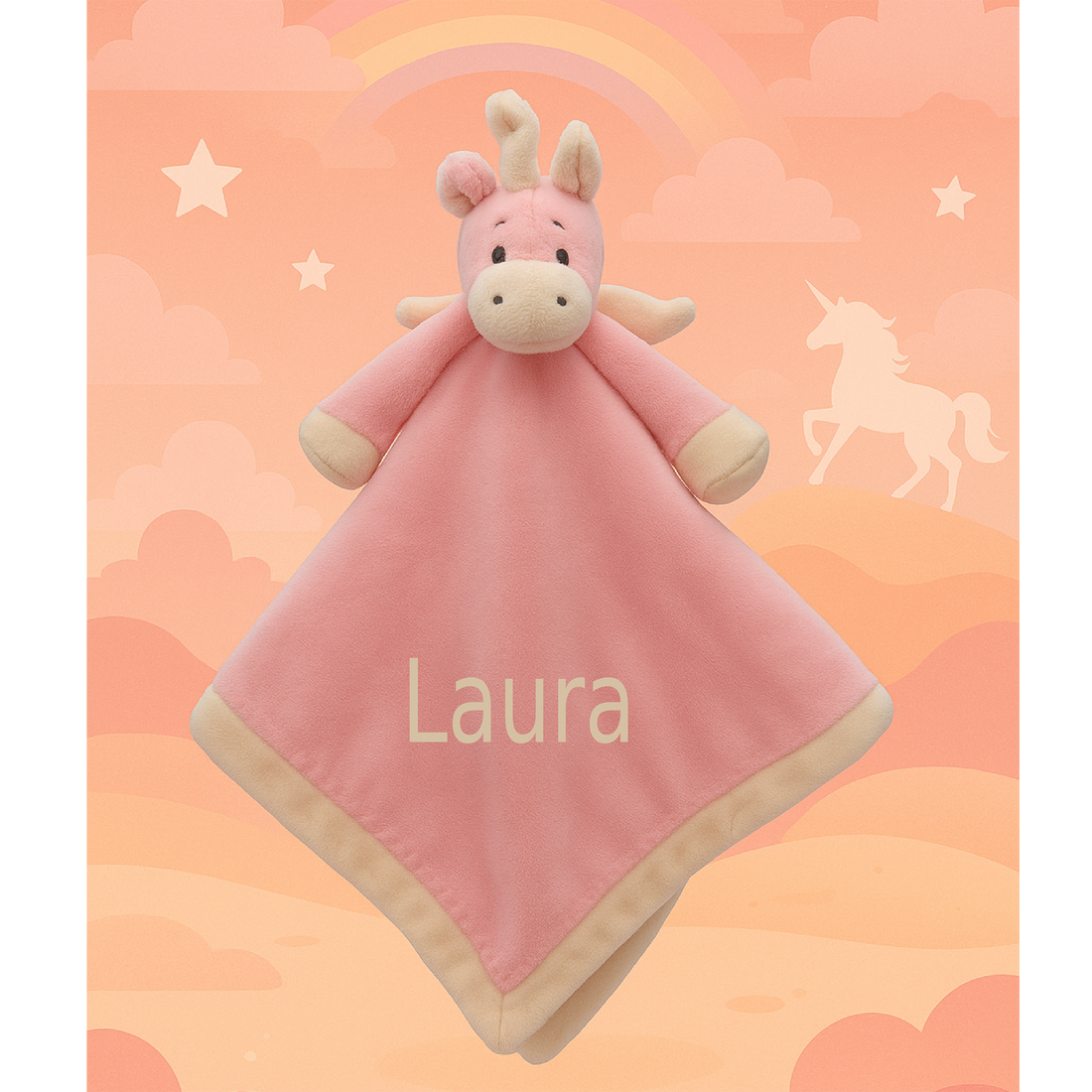 Lyserød enhjørning nusseklud med navn Customizer scanstyle