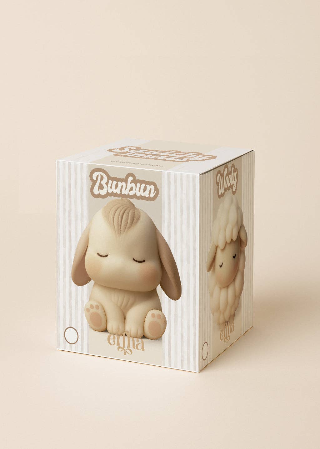 Squichymals BunBun kanin squishy legetøj i original æske, perfekt til stresslindring og sensorisk leg.