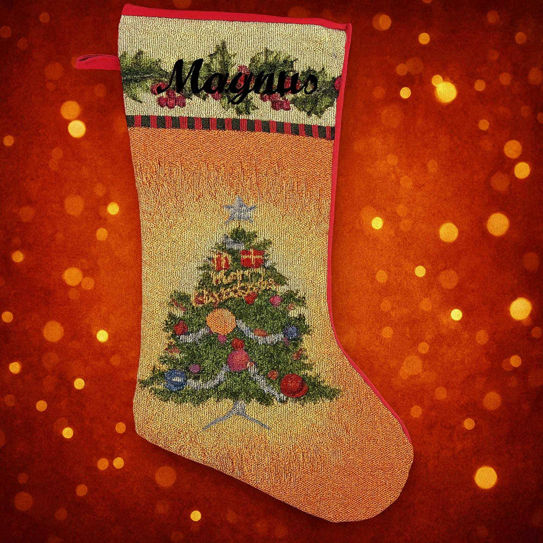 Hyggelig Julesok med Navn - Julesok i Hessian Customizer 123Unik