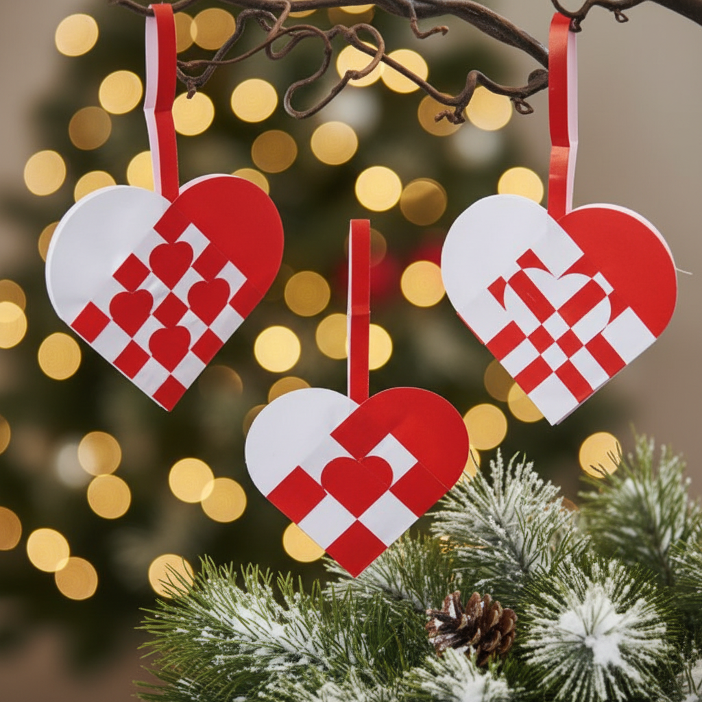 Flethjerter rødt/hvidt mønster 6-pak jul Min Egen Verden.dk