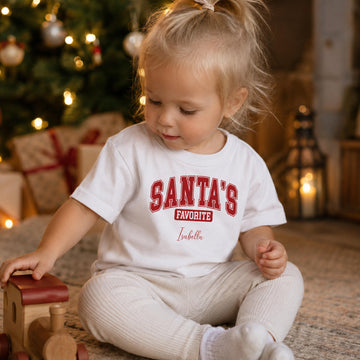 T-shirt til børn - Santas Favorite. Vælg tekst