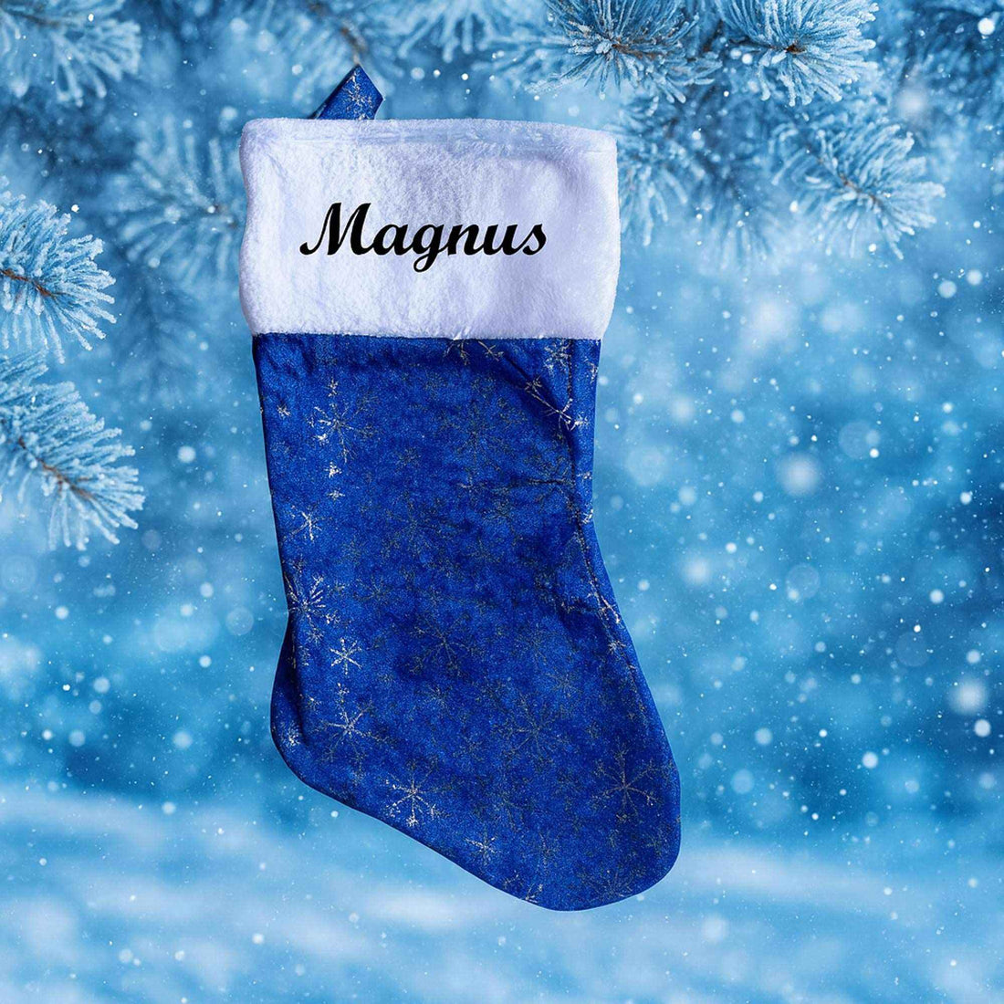 Julesok med navn- Ocean Blå Customizer 123Unik